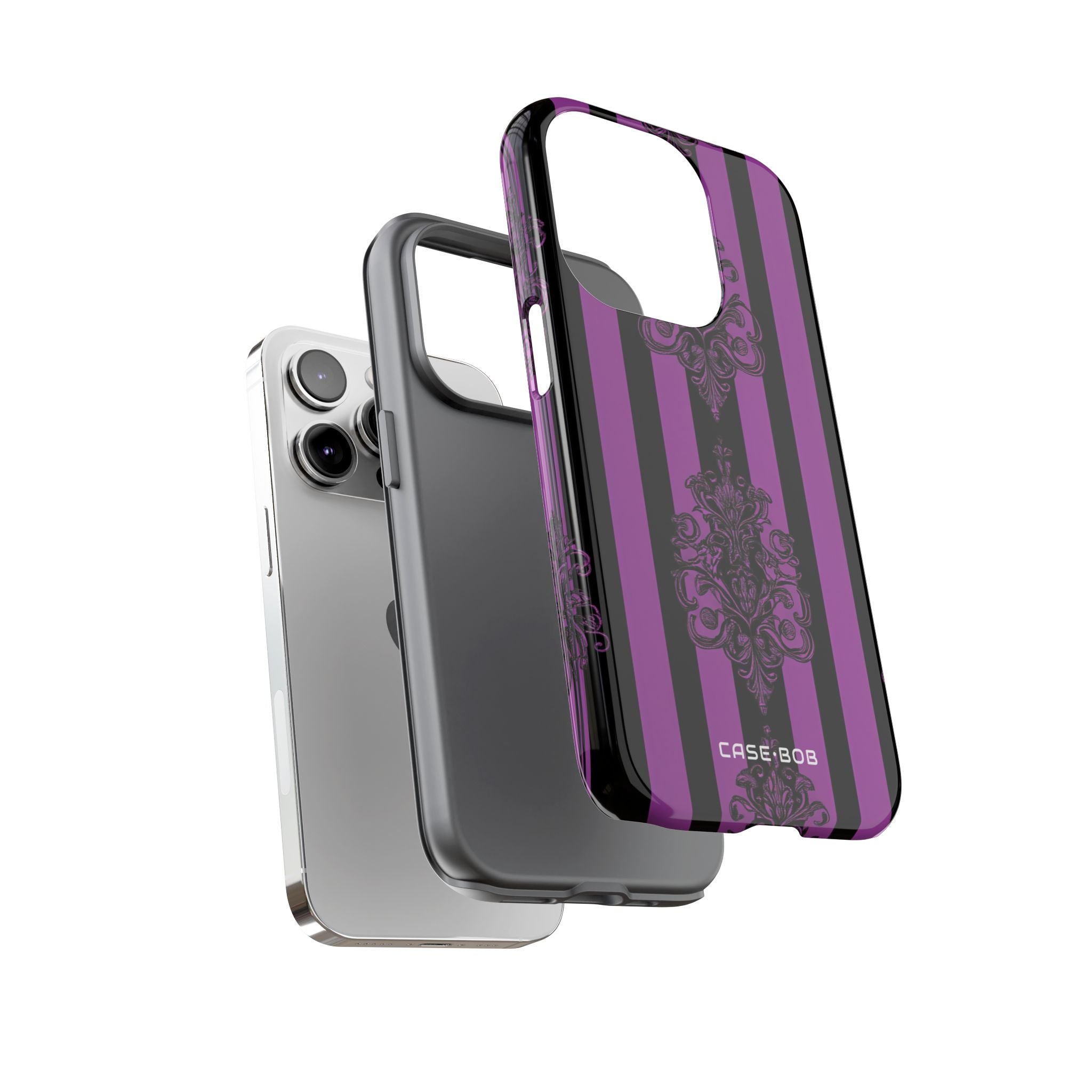 Damask Elegance Purple iPhone 14 Pro - Kova suojakotelo
