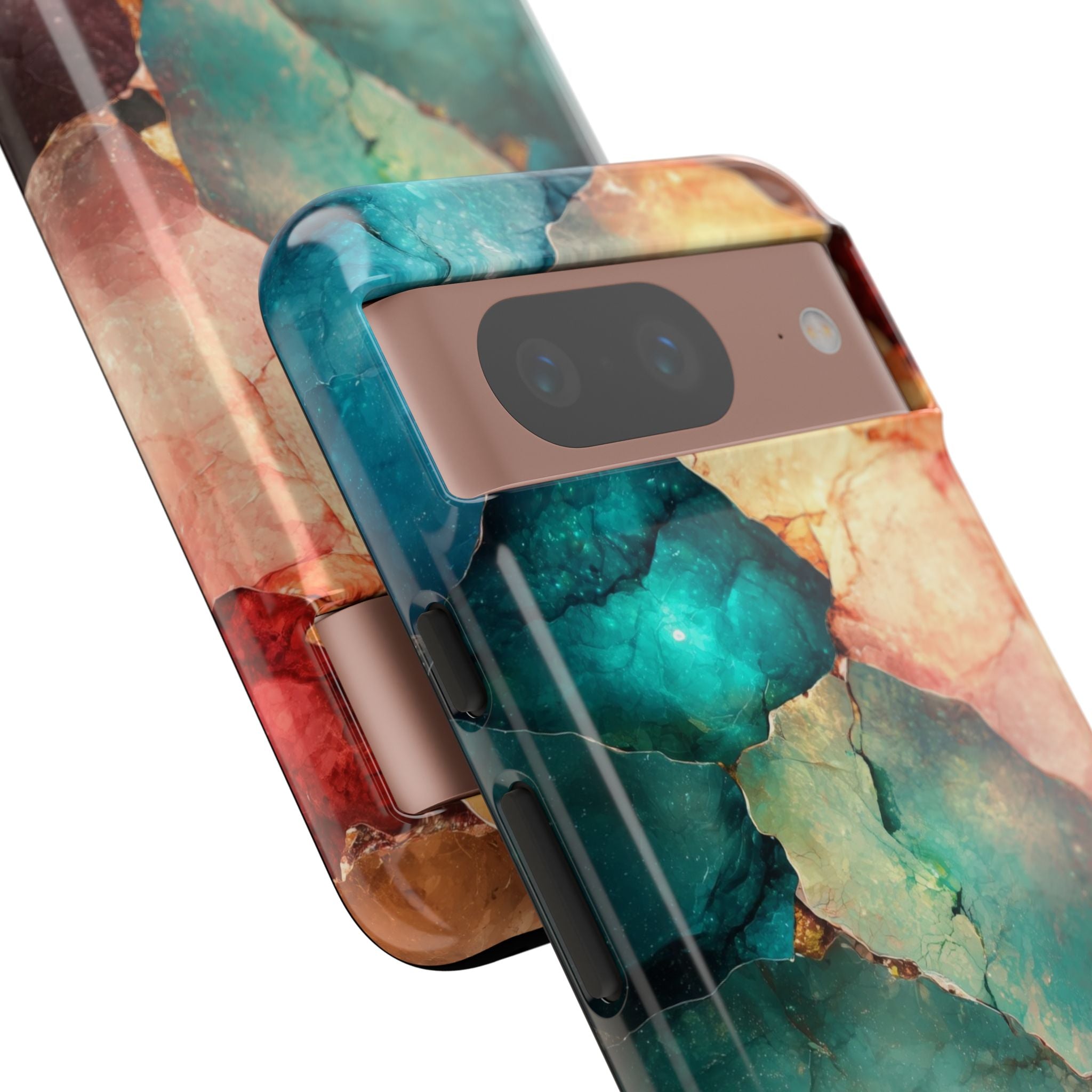 Teal Mosaic Veins Google Pixel 8 Case - Tough