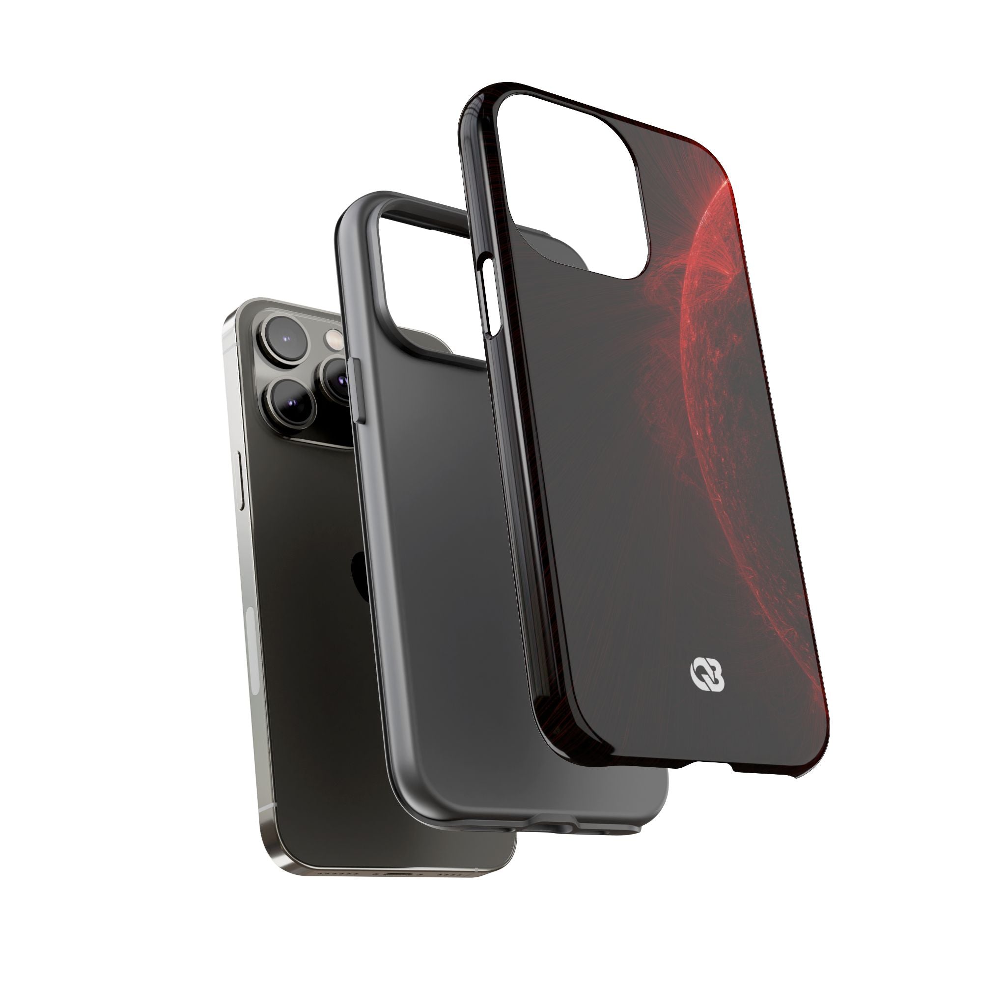 Red Tough Phone Case for iPhone - Solar Crimson Flare