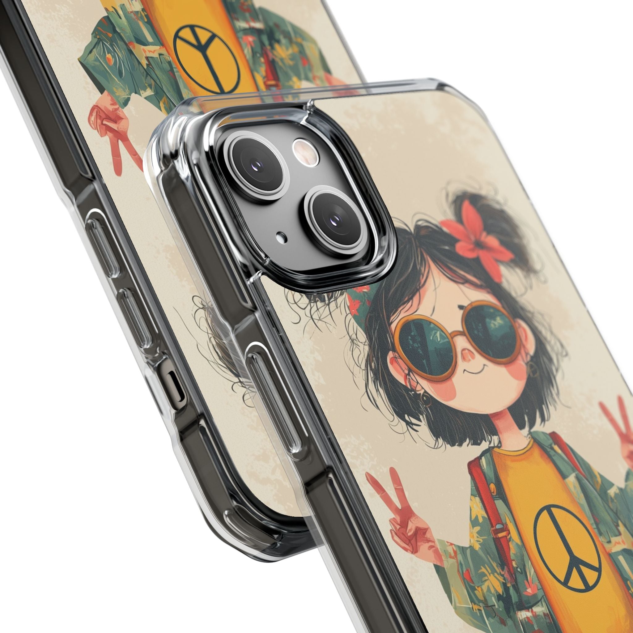 Retro Peace Girl · Impact Hoesje voor iPhone · Magsafe
