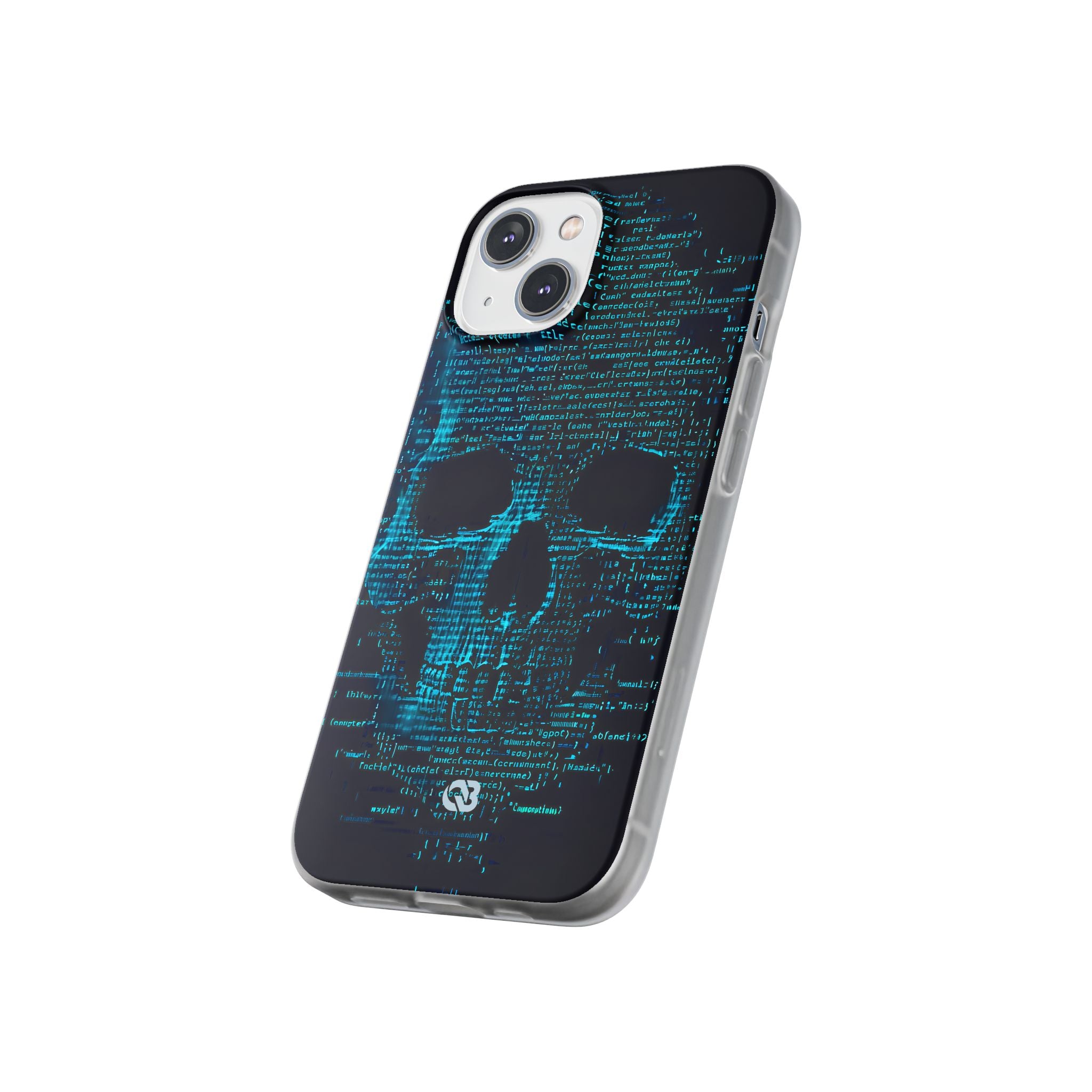 Cyan Glitch Skull · Soft Phone Case for iPhone