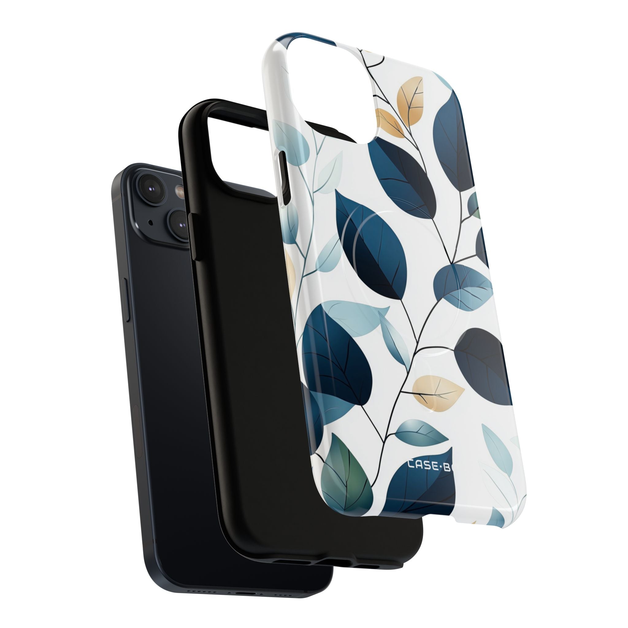 Navy Leaf Veins iPhone 14 Plus Case - Tough+