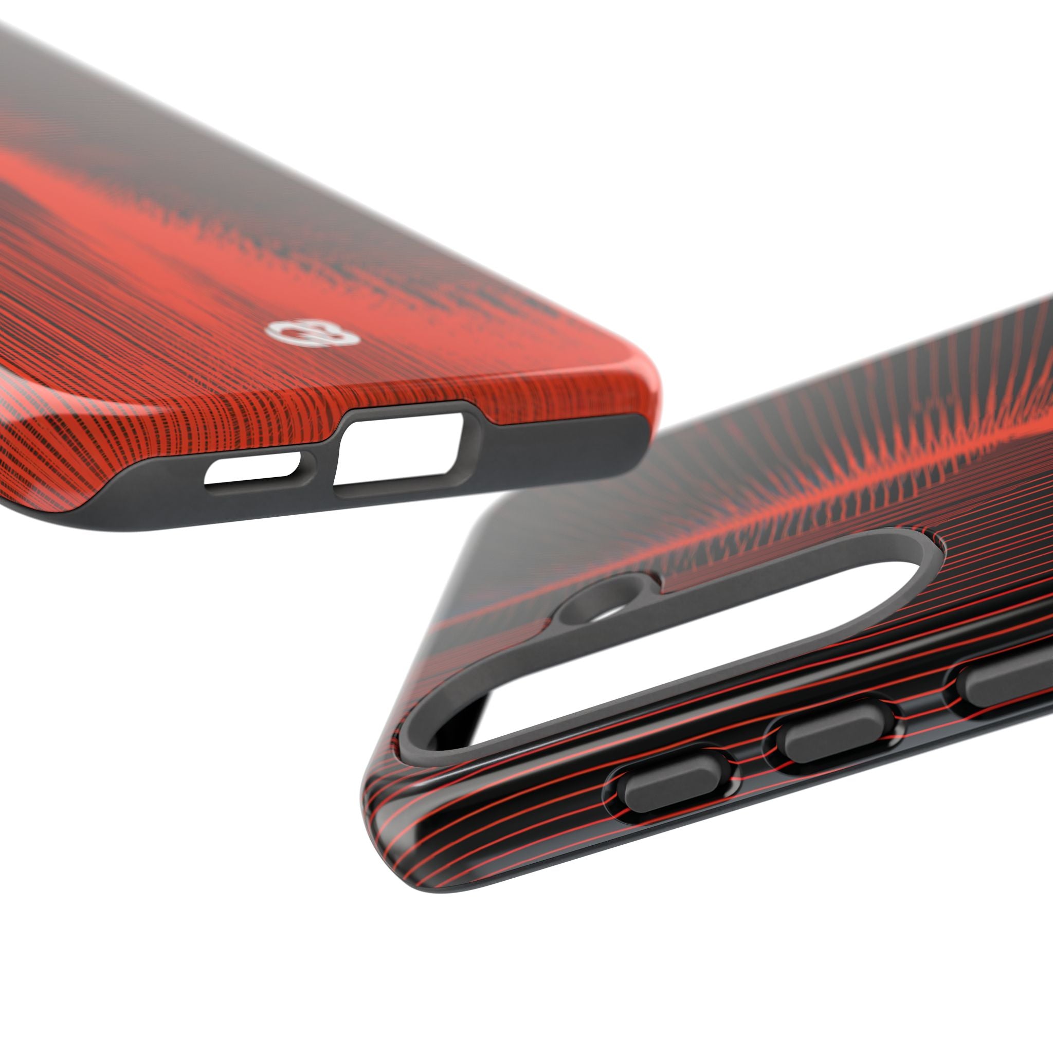 Red Tough Phone Case for Samsung - Crimson Frequency Pulse