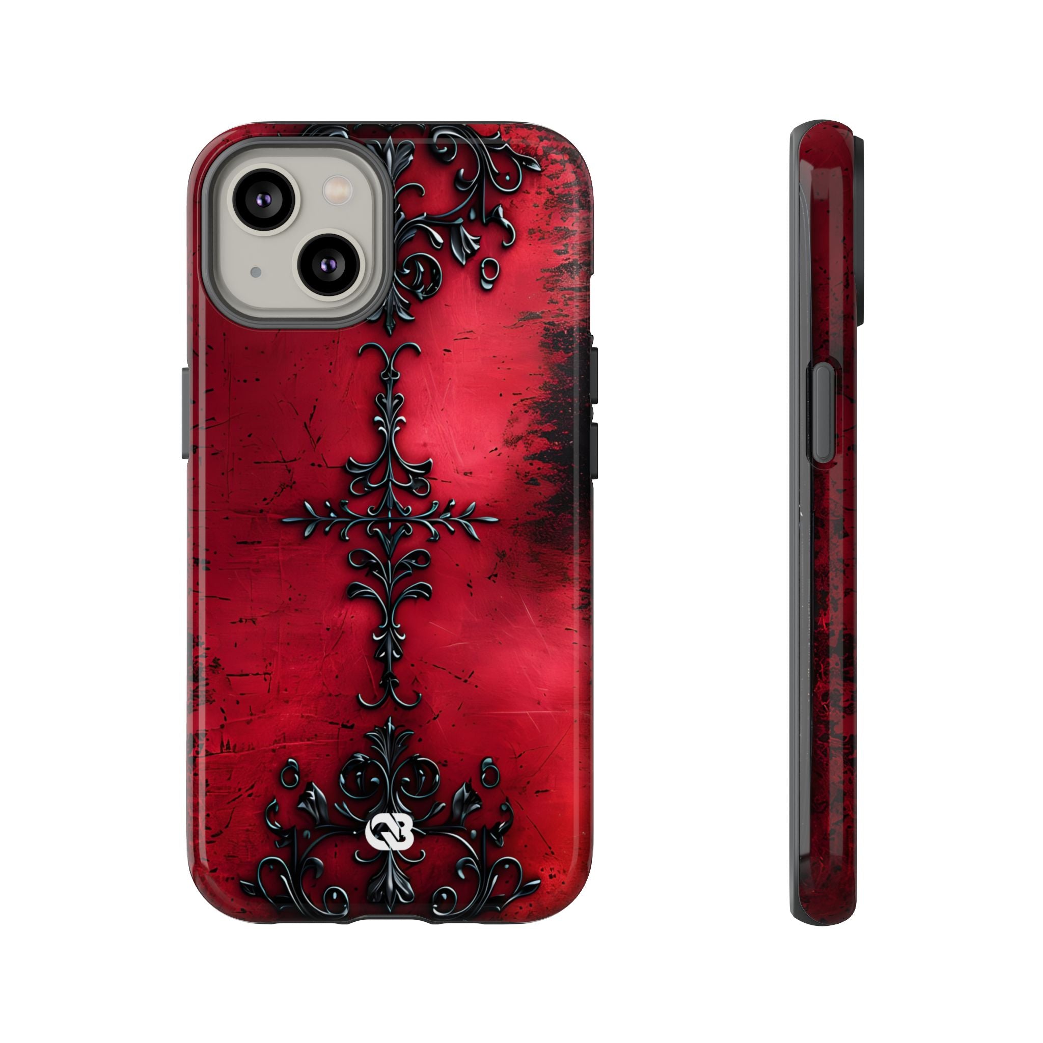 Crimson Gothic Filigree · Tough Custodia per iPhone