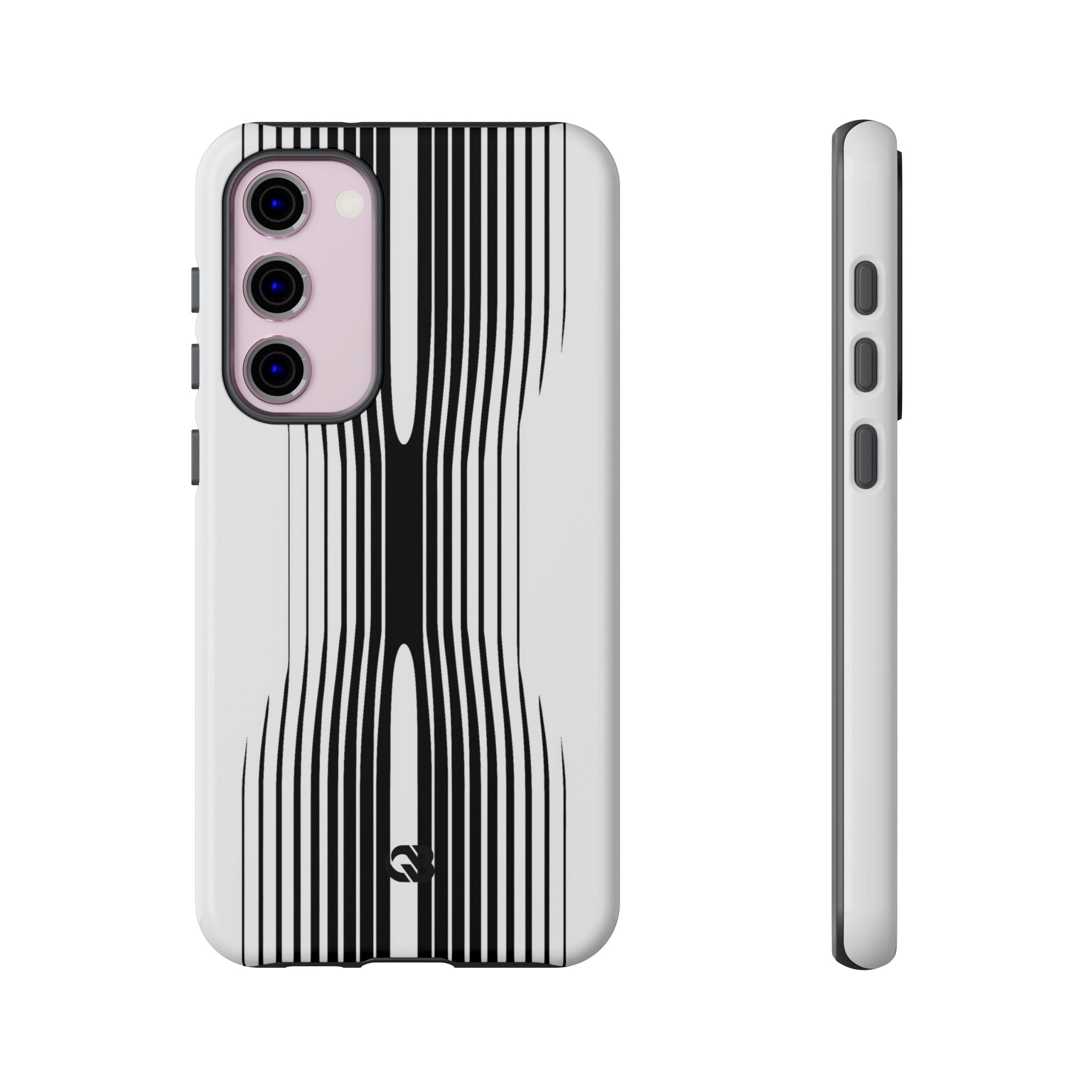 White Tough Phone Case for Samsung - Kinetic Mono Distortion