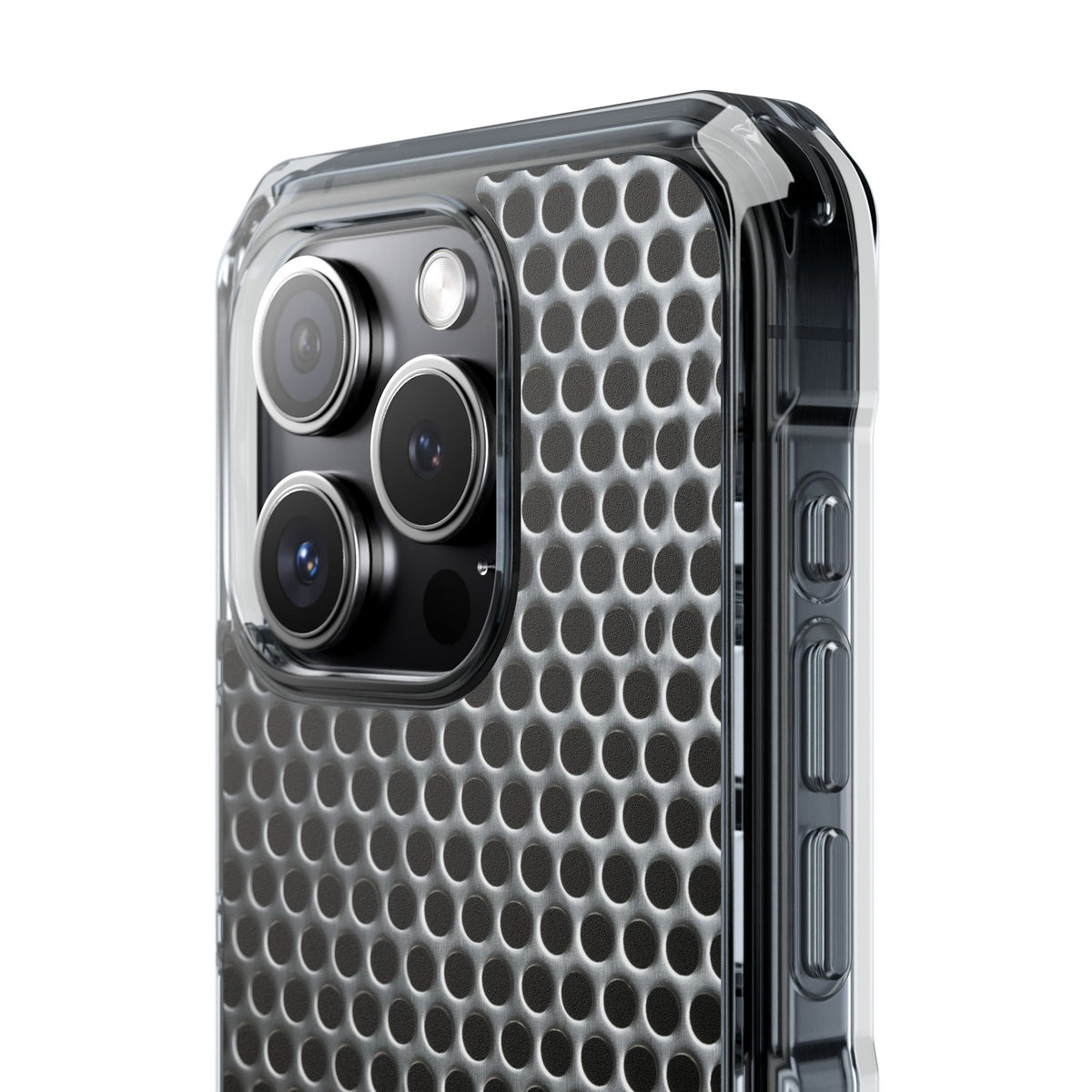 Silver Impact MagSafe Phone Case for iPhone - Brutalist Steel Mesh