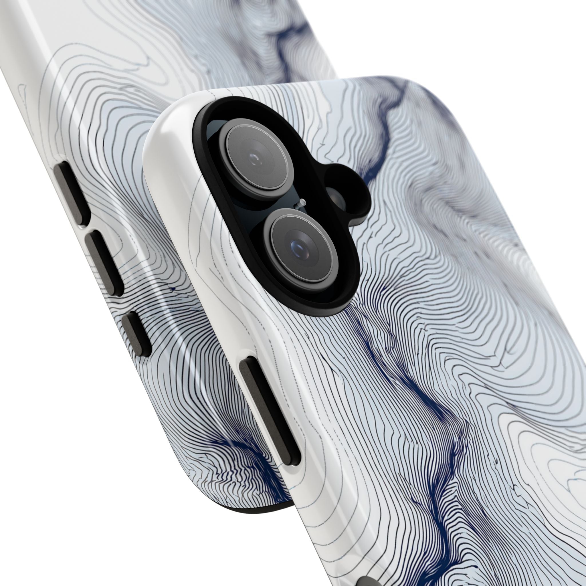 White Tough Phone Case for iPhone - Nordic Ridge Topo