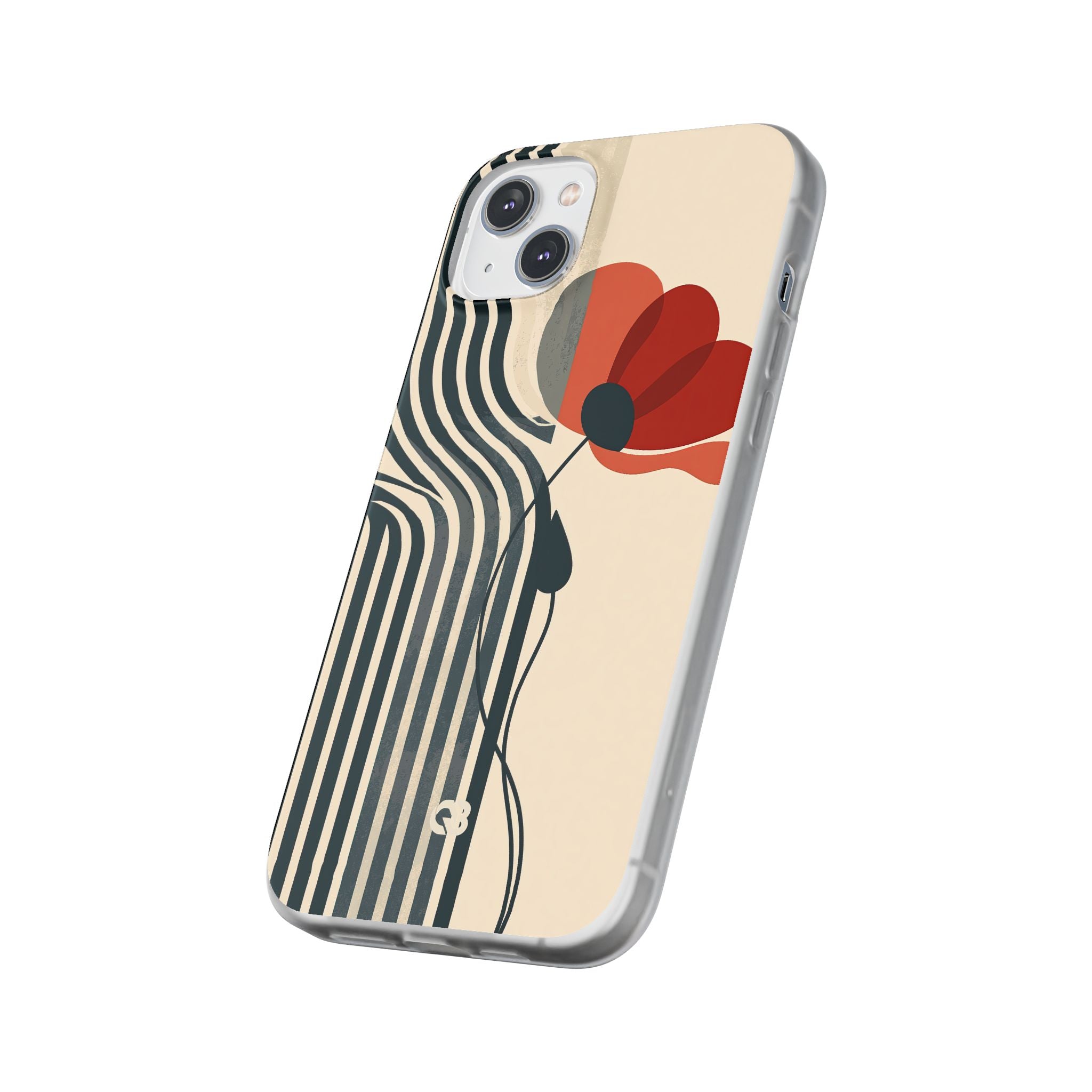 Beige Lite Phone Case for iPhone - Crimson Line Bloom