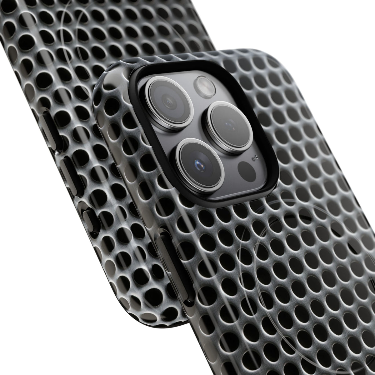 Brushed Perforated Steel · Tough 2.0 Magnetic Phone Case for iPhone · Silver