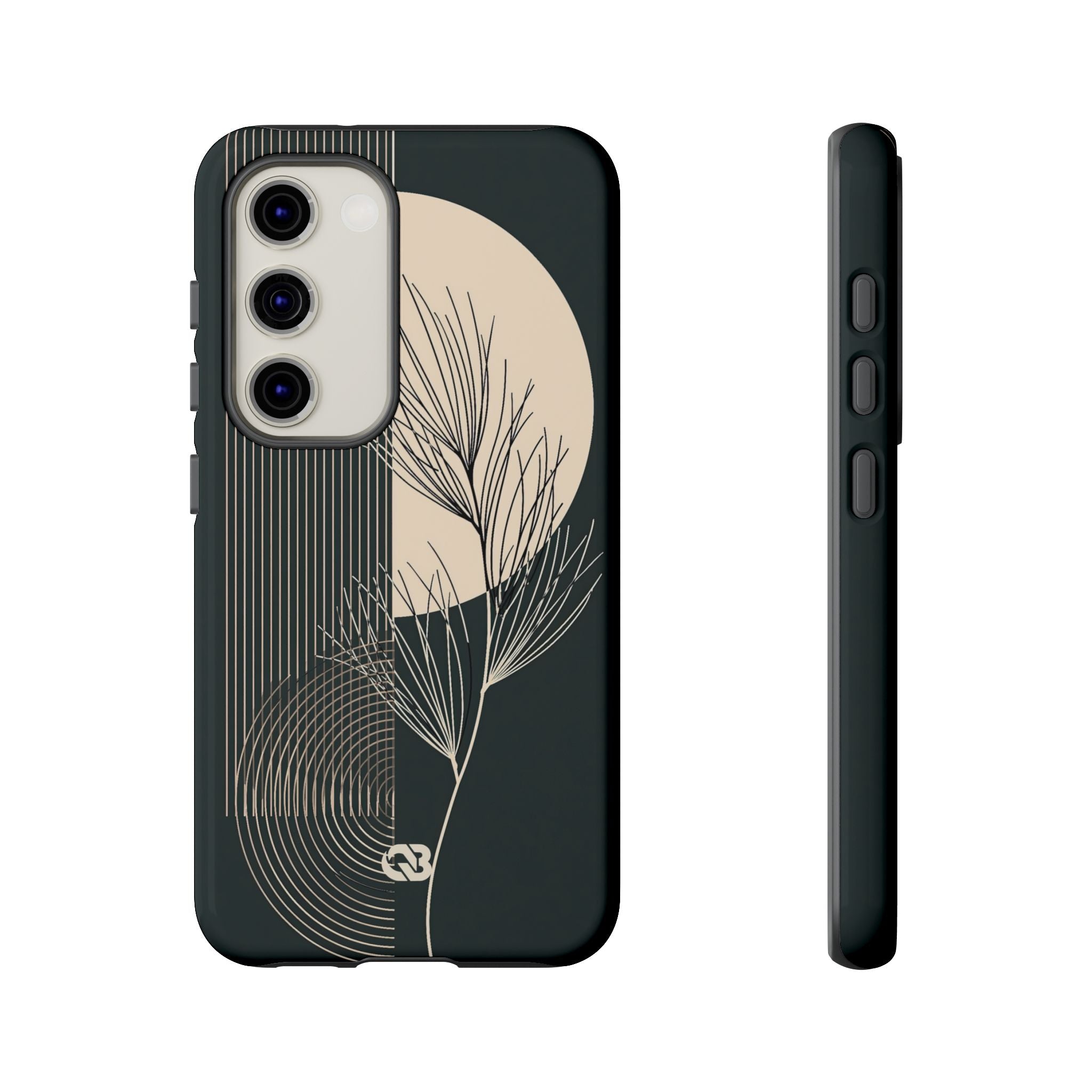 Black Tough Phone Case for Samsung - Obsidian Sand Willow