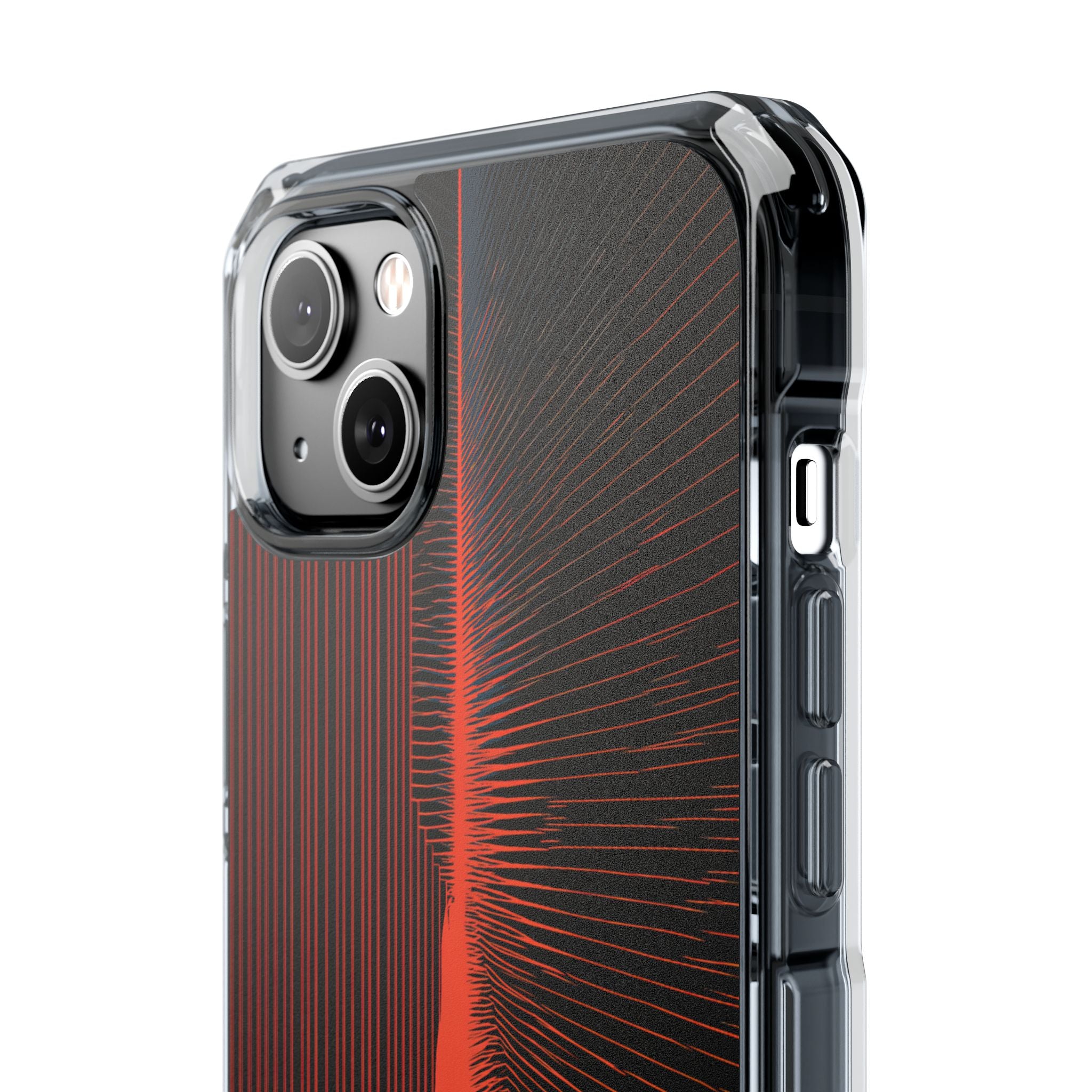 Red Impact MagSafe Phone Case for iPhone - Crimson Frequency Pulse
