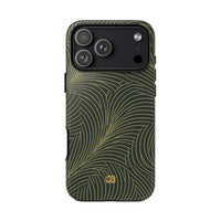 Green Tough Phone Case for iPhone - Dark Olive Plume