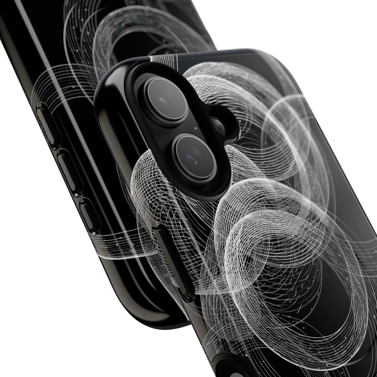 Black Tough 2.0 Magsafe Phone Case for iPhone - Kinetic Wireframe Orbit