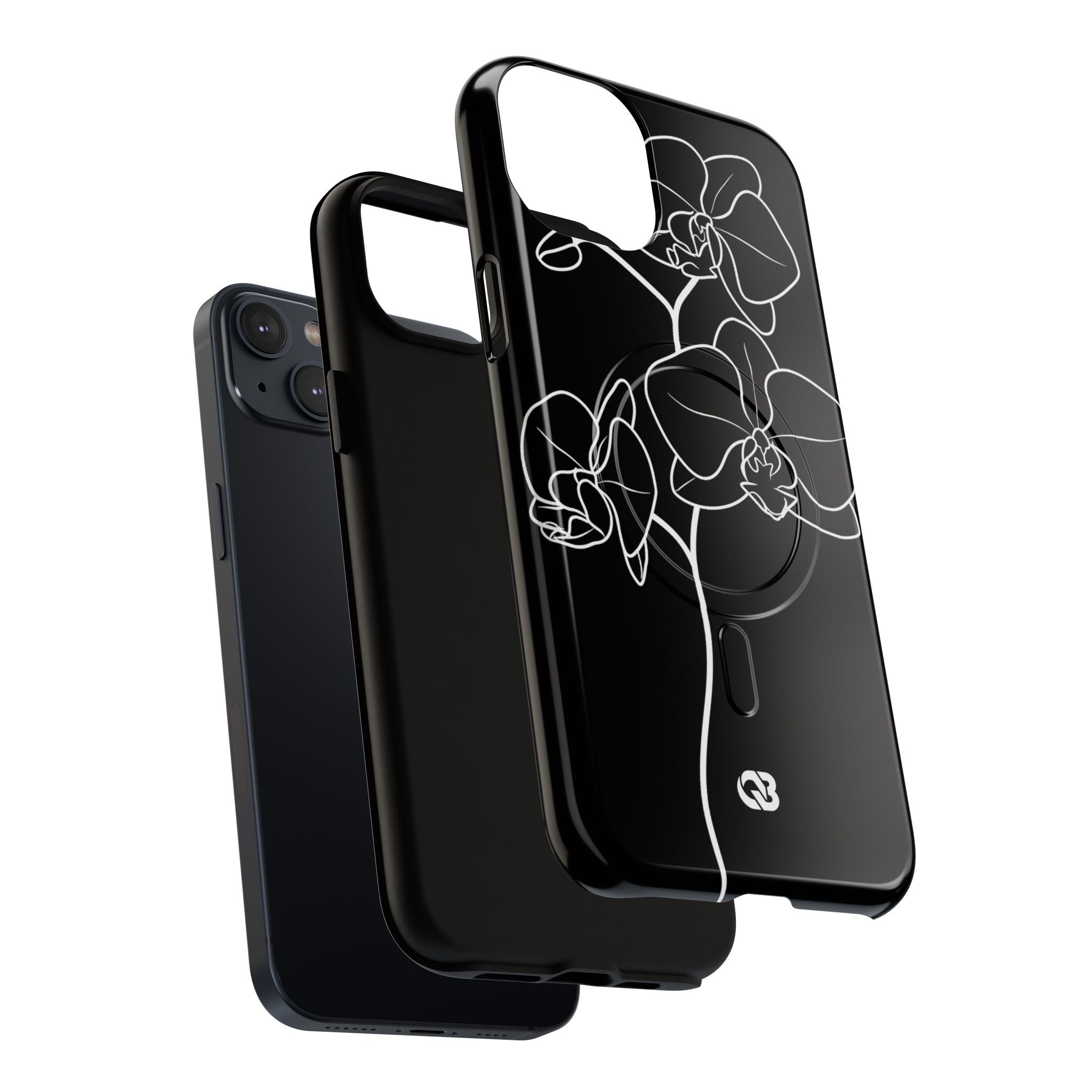 Black Tough 2.0 Magsafe Phone Case for iPhone - Noir Alabaster Orchid