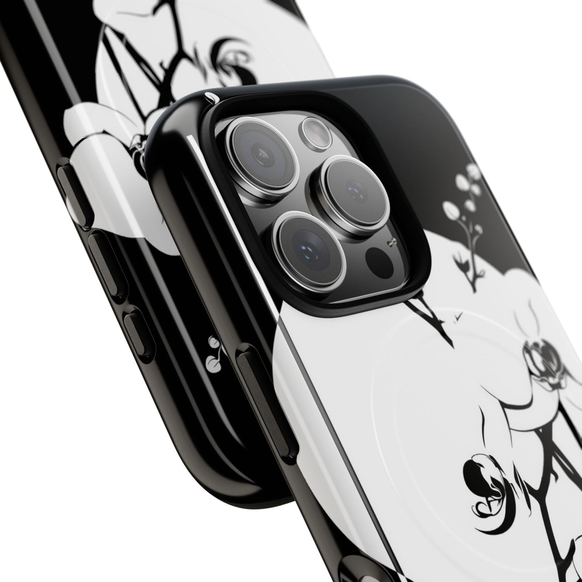 Black Tough 2.0 Magsafe Phone Case for iPhone - Lunar Orchid Grid