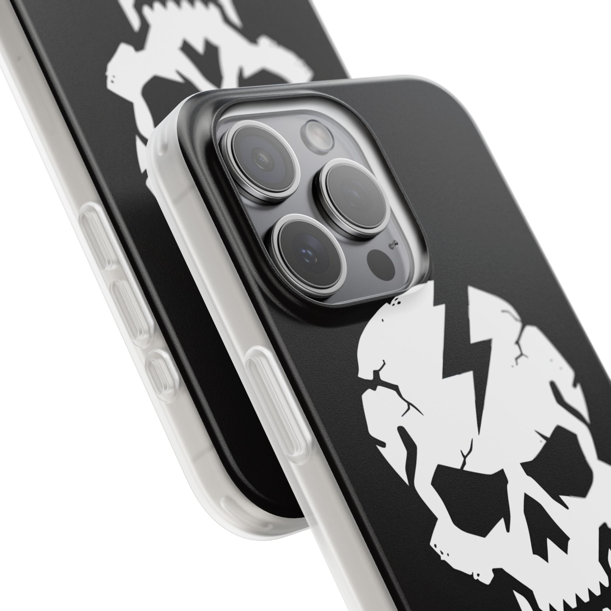 Shattered Bolt Skull · Soft Phone Case for iPhone