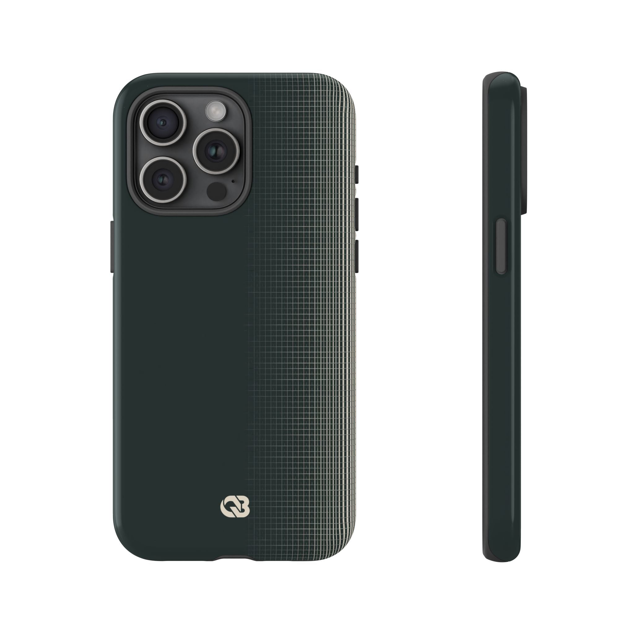 Grey Tough Phone Case for iPhone - Charcoal Tech Grid