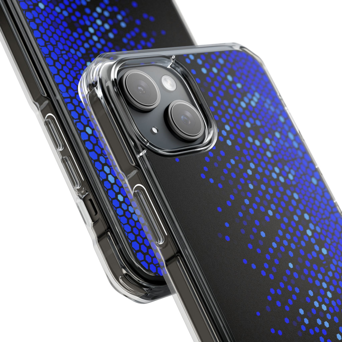Cobalt Hex Dispersion · Clear Impact Magnetic Phone Case for iPhone · Blue