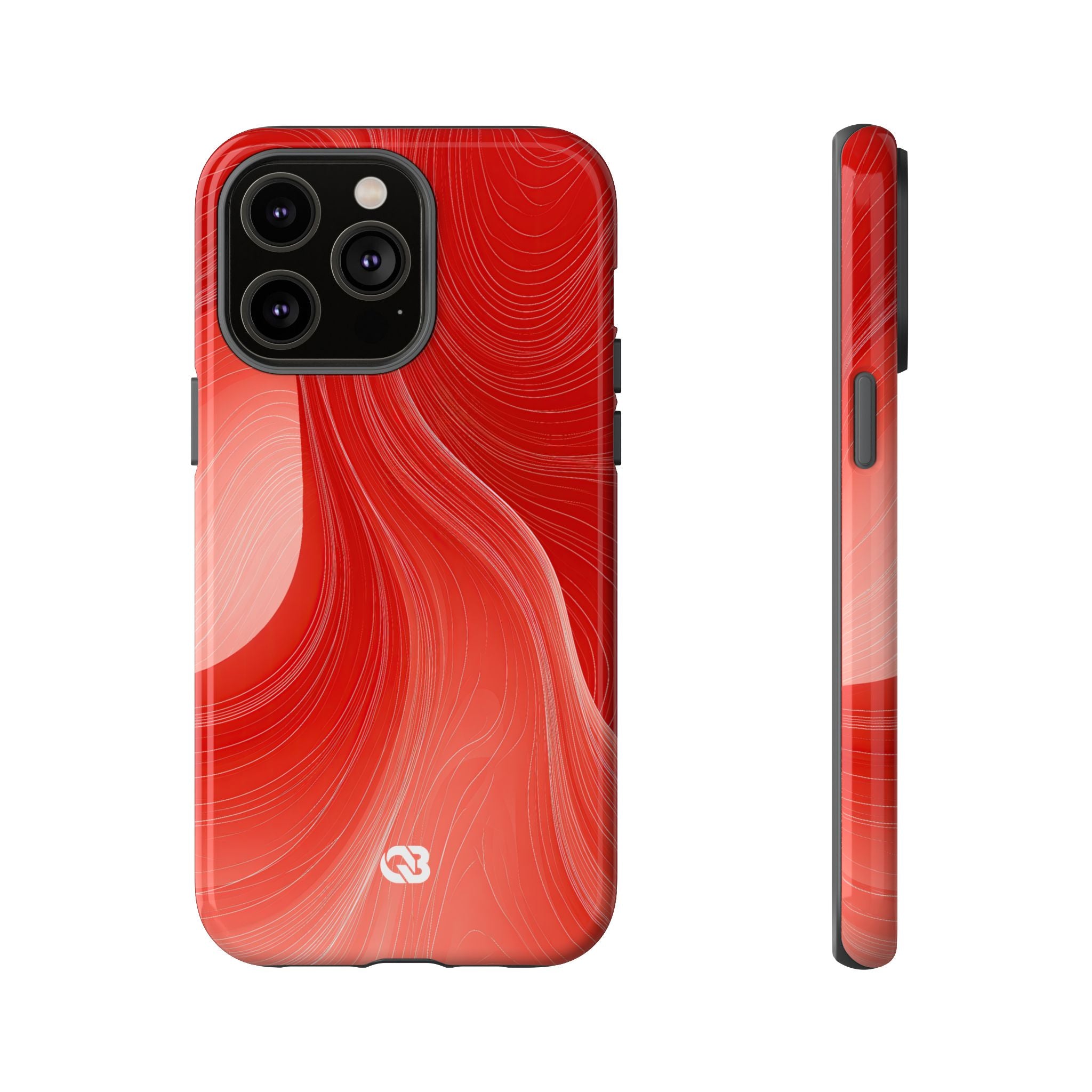 Red Tough Phone Case for iPhone - Crimson Silk Strands