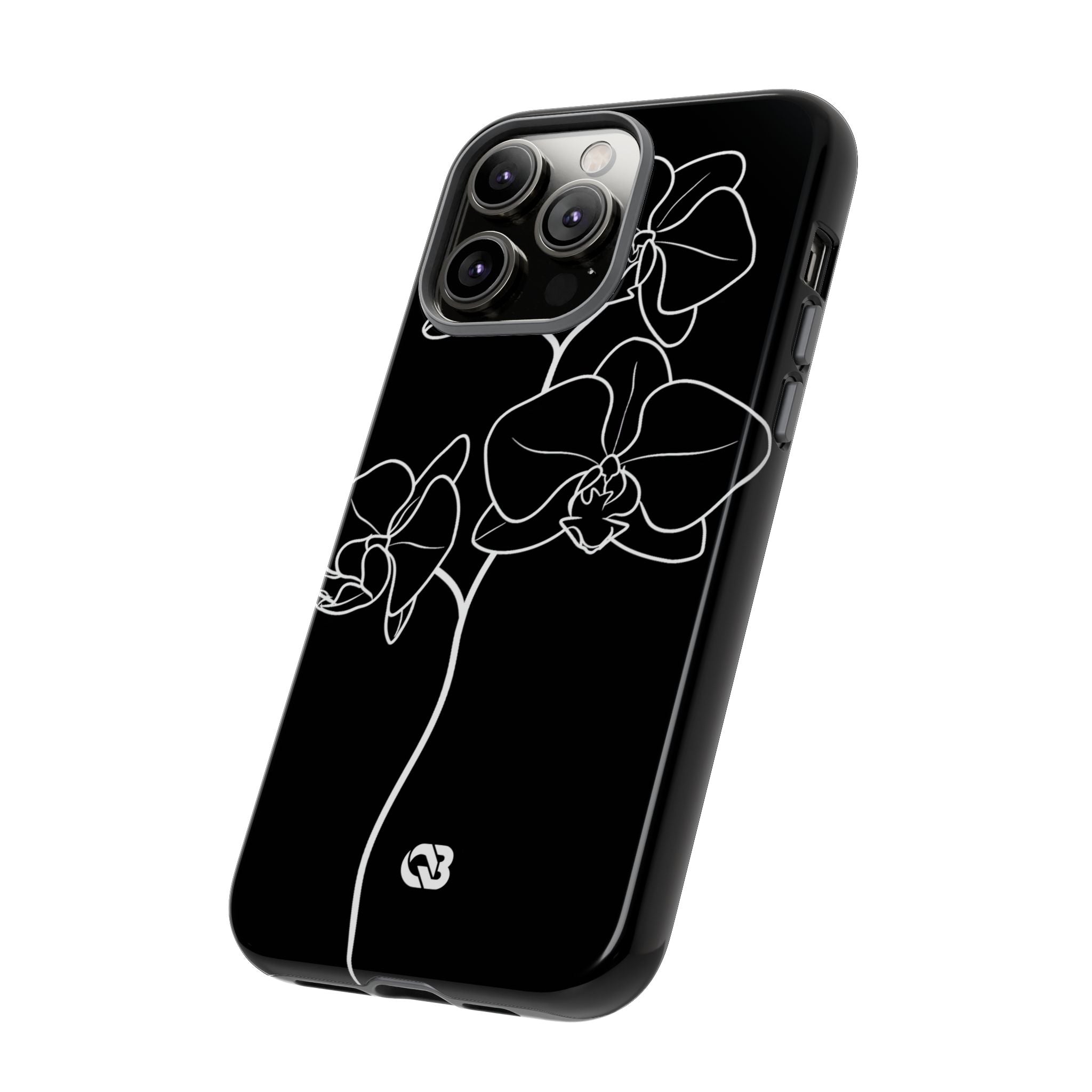 Black Tough Phone Case for iPhone - Noir Alabaster Orchid