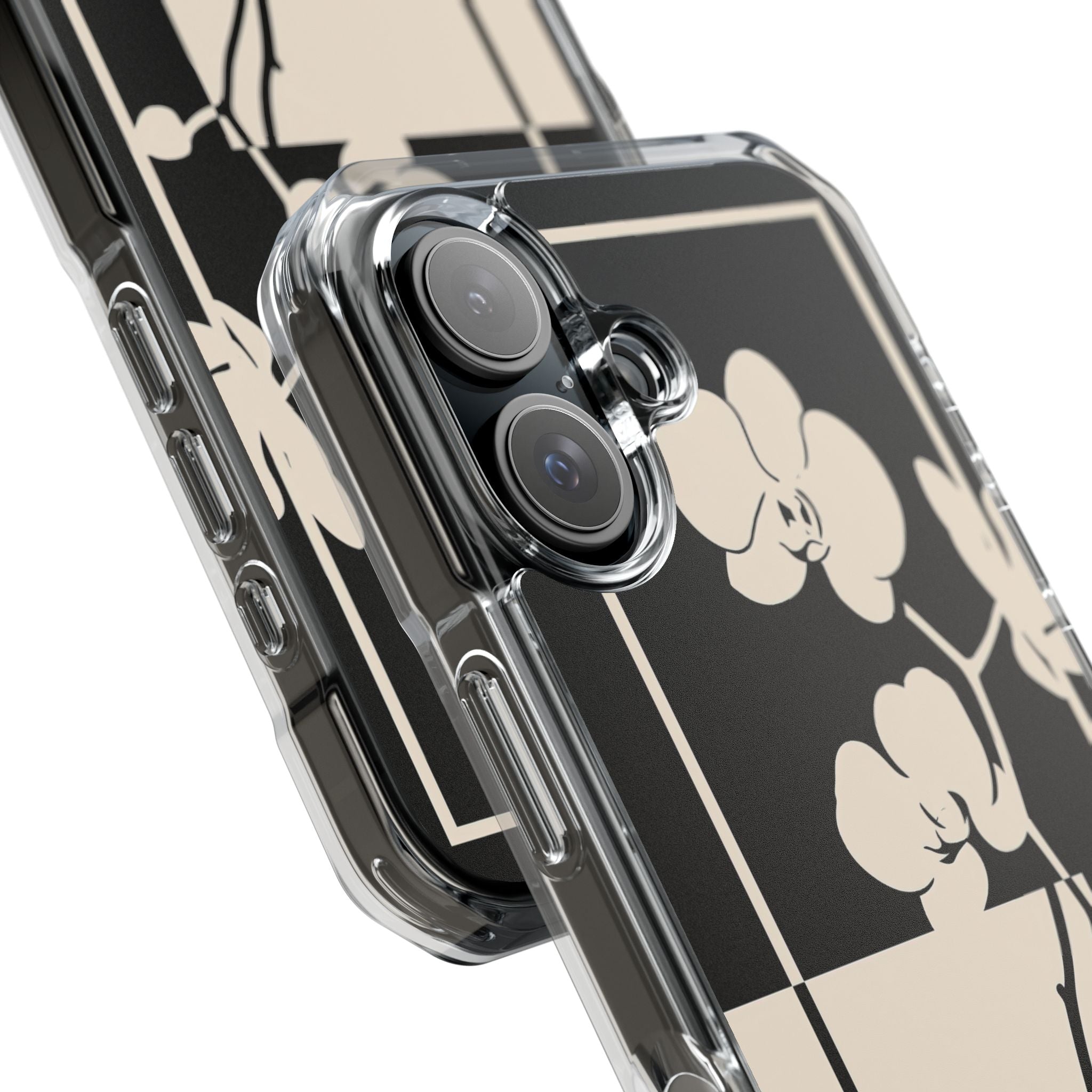 Beige Impact MagSafe Phone Case for iPhone - Nocturnal Orchid Frame