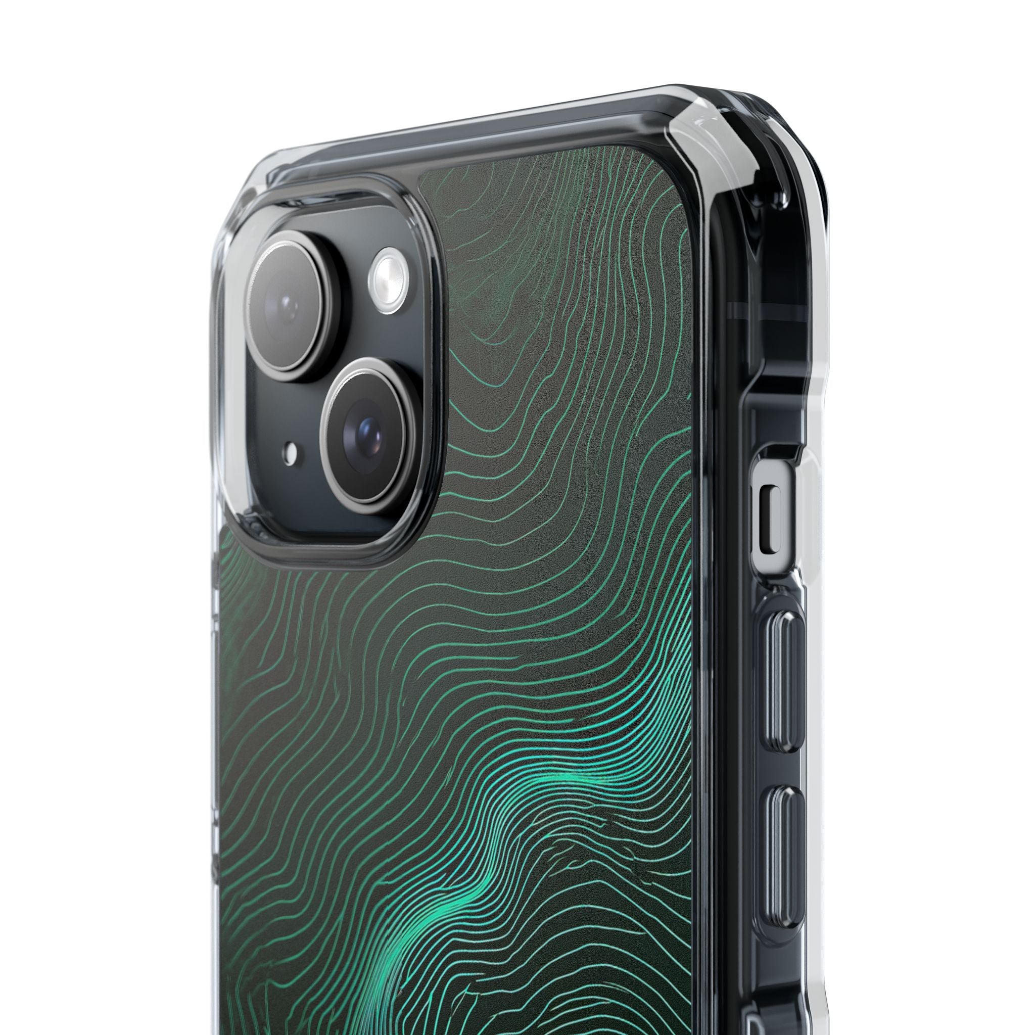 Teal Impact MagSafe Phone Case for iPhone - Neon Jade Contour