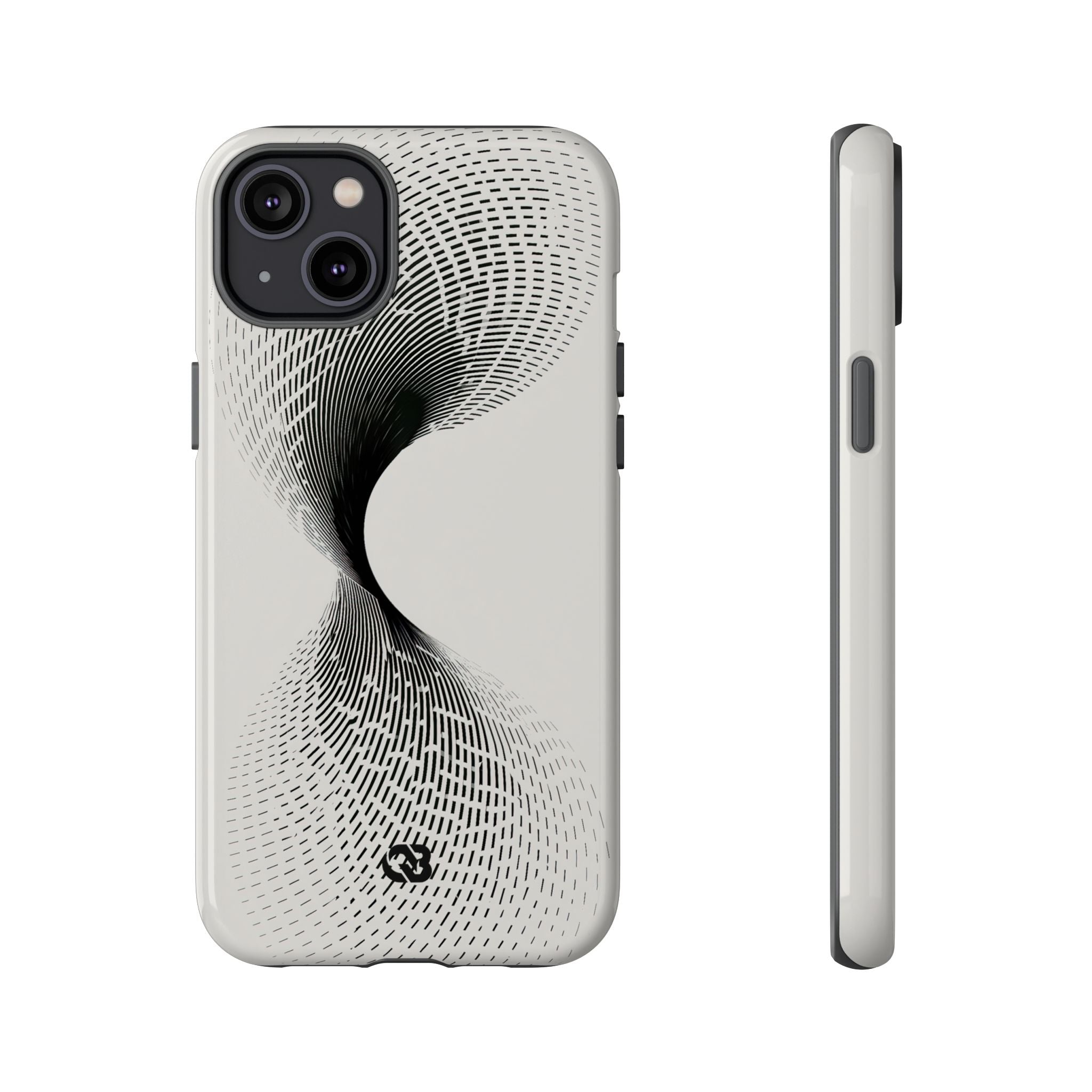 White Tough Phone Case for iPhone - Linear Torsion Grid