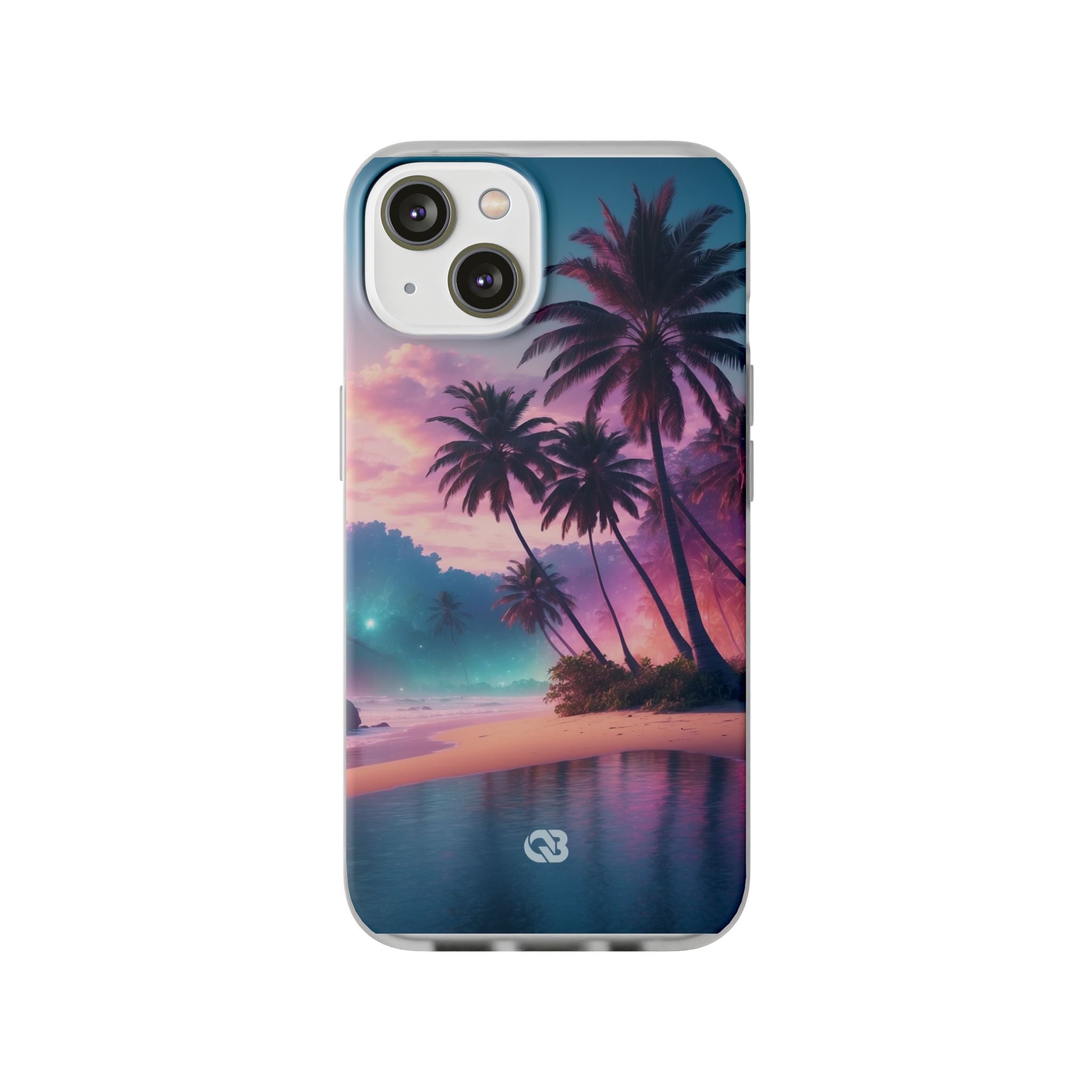 Neon Shore Palms · Soft Phone Case for iPhone