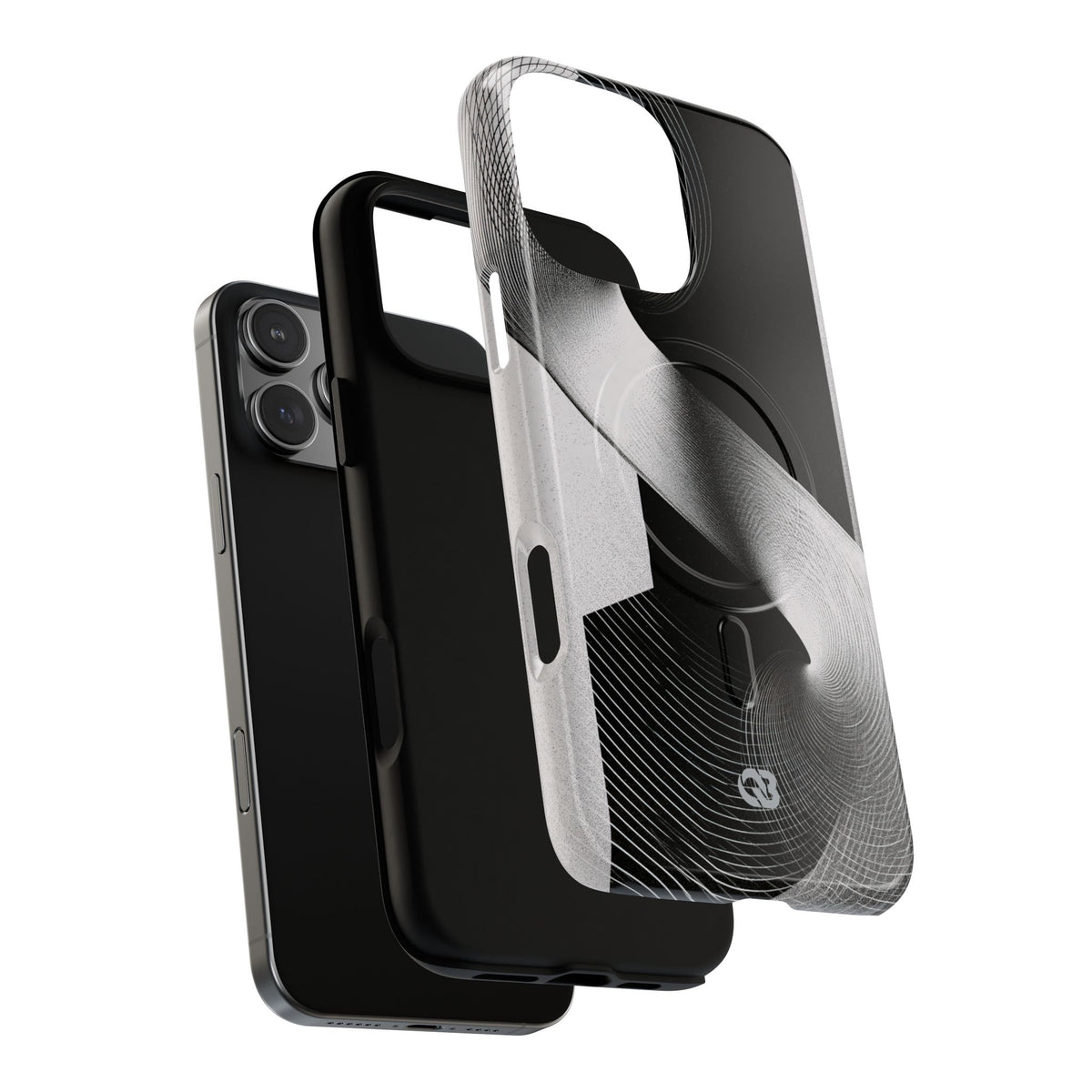 Grey Tough 2.0 Magsafe Phone Case for iPhone - Obsidian Moiré Wave
