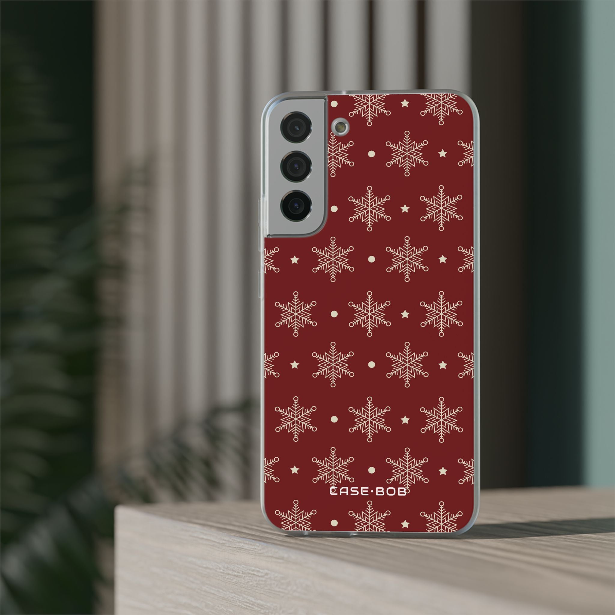 Cream Snowflake Crimson Samsung S22 Plus Case - Soft