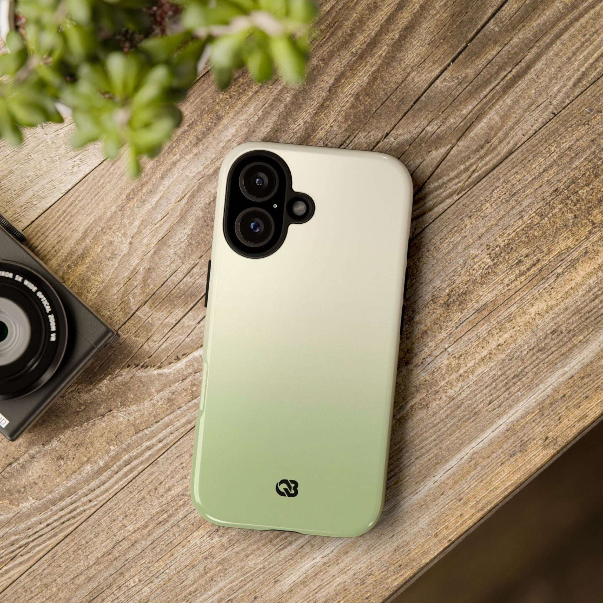 Green Tough Phone Case for iPhone - Bone Sage Fade