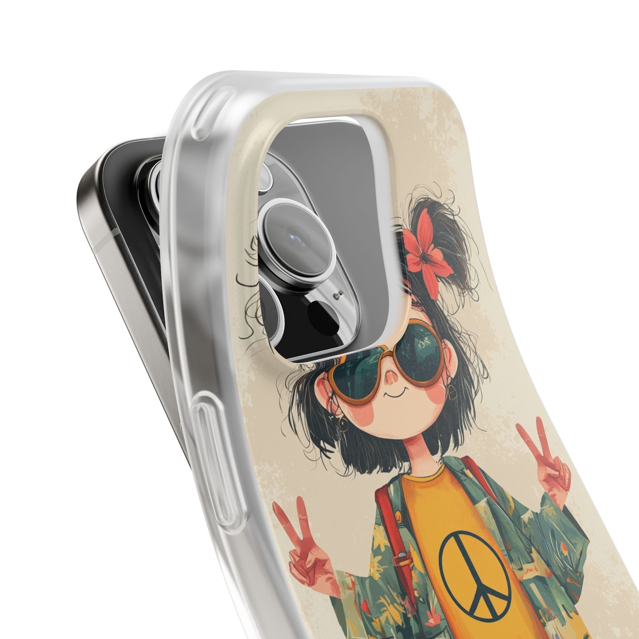 Retro Peace Girl · Soft Phone Case for iPhone