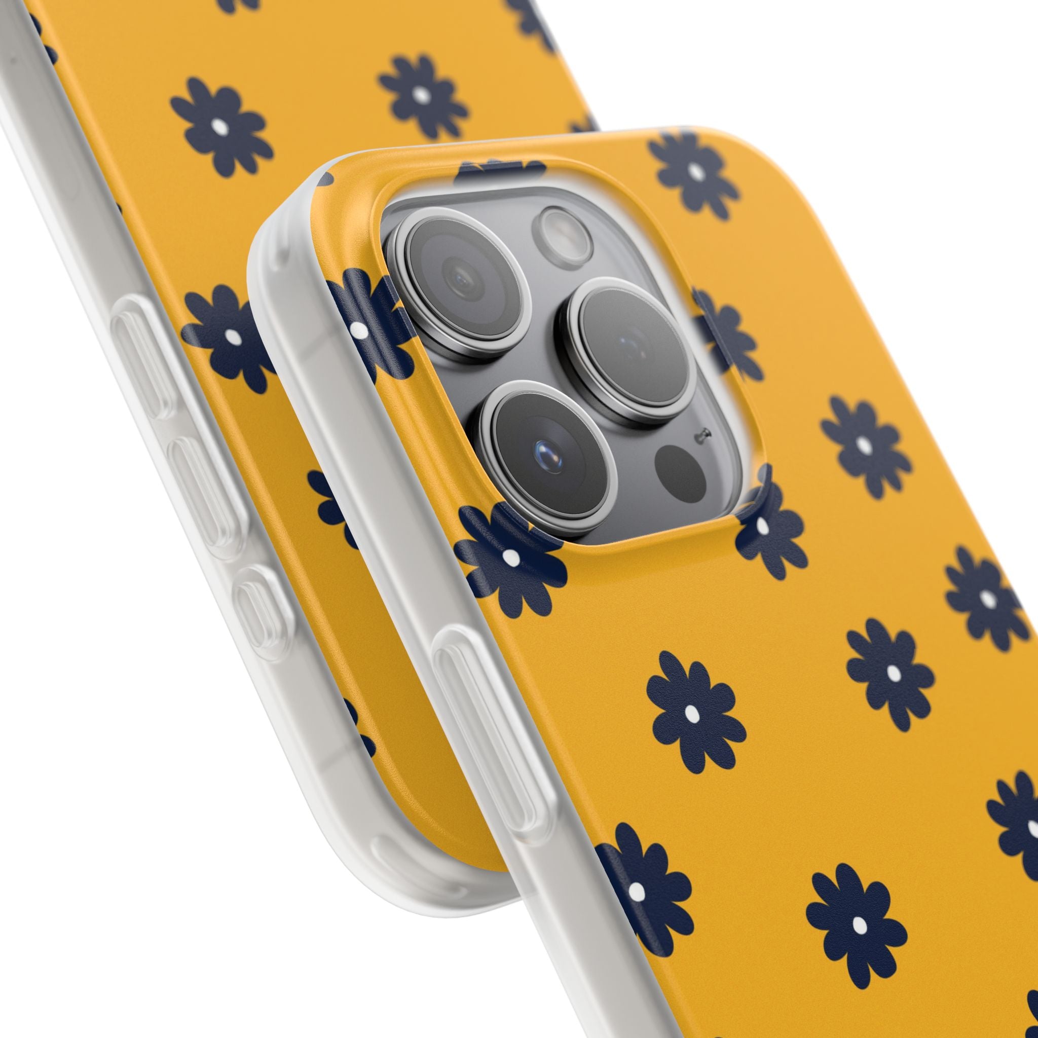 Navy Daisy Mustard · Soft Phone Case for iPhone