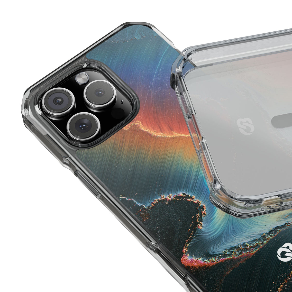 Prismatic Aura Shift · Clear Impact Magnetic Phone Case for iPhone · Blue