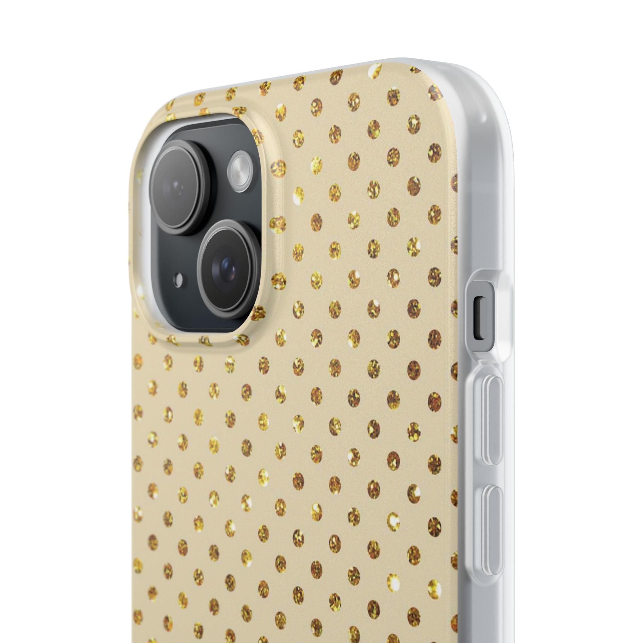 Gold Sparkle Grid iPhone 15 Case - Soft