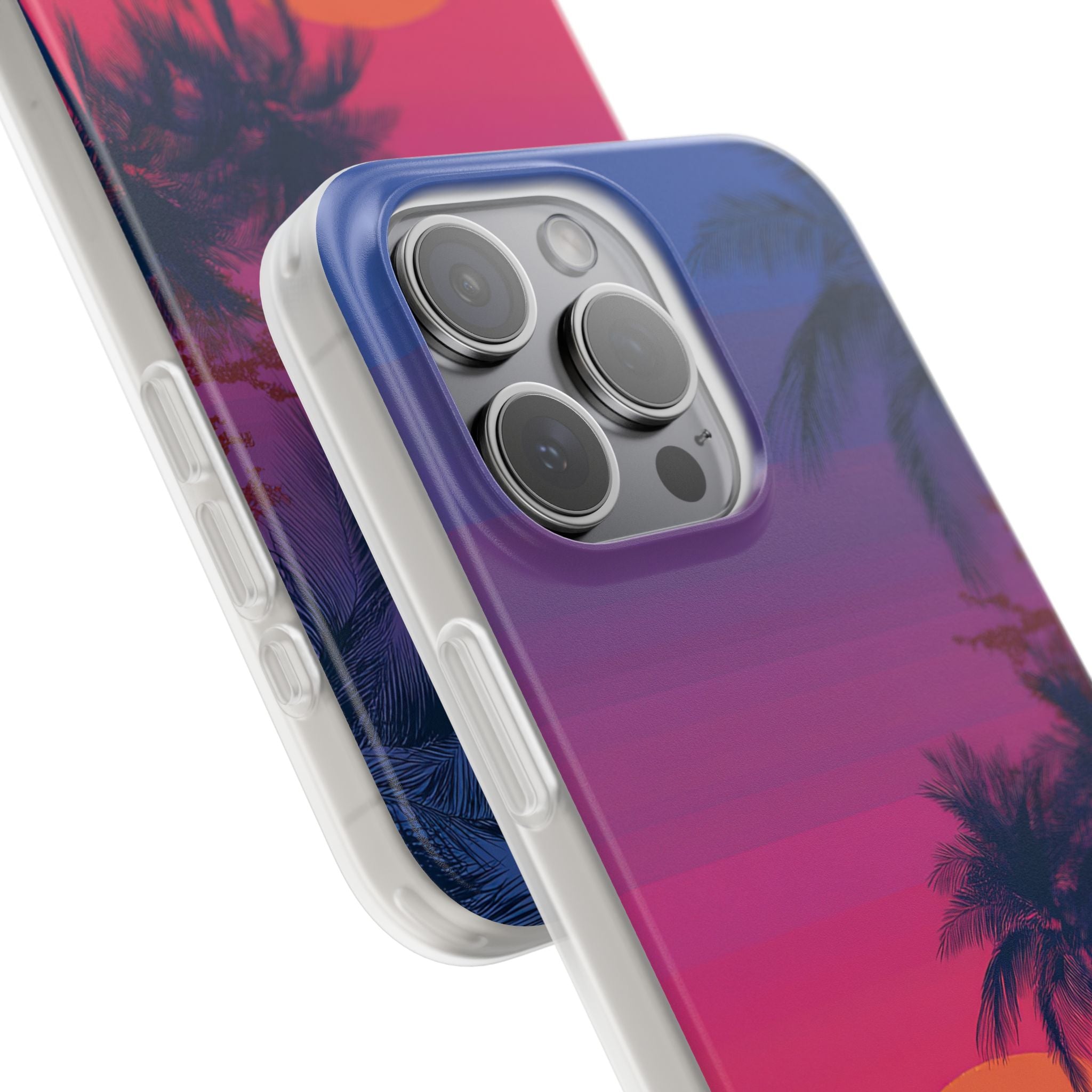 Neon Horizon Palms · Soft Capa para iPhone