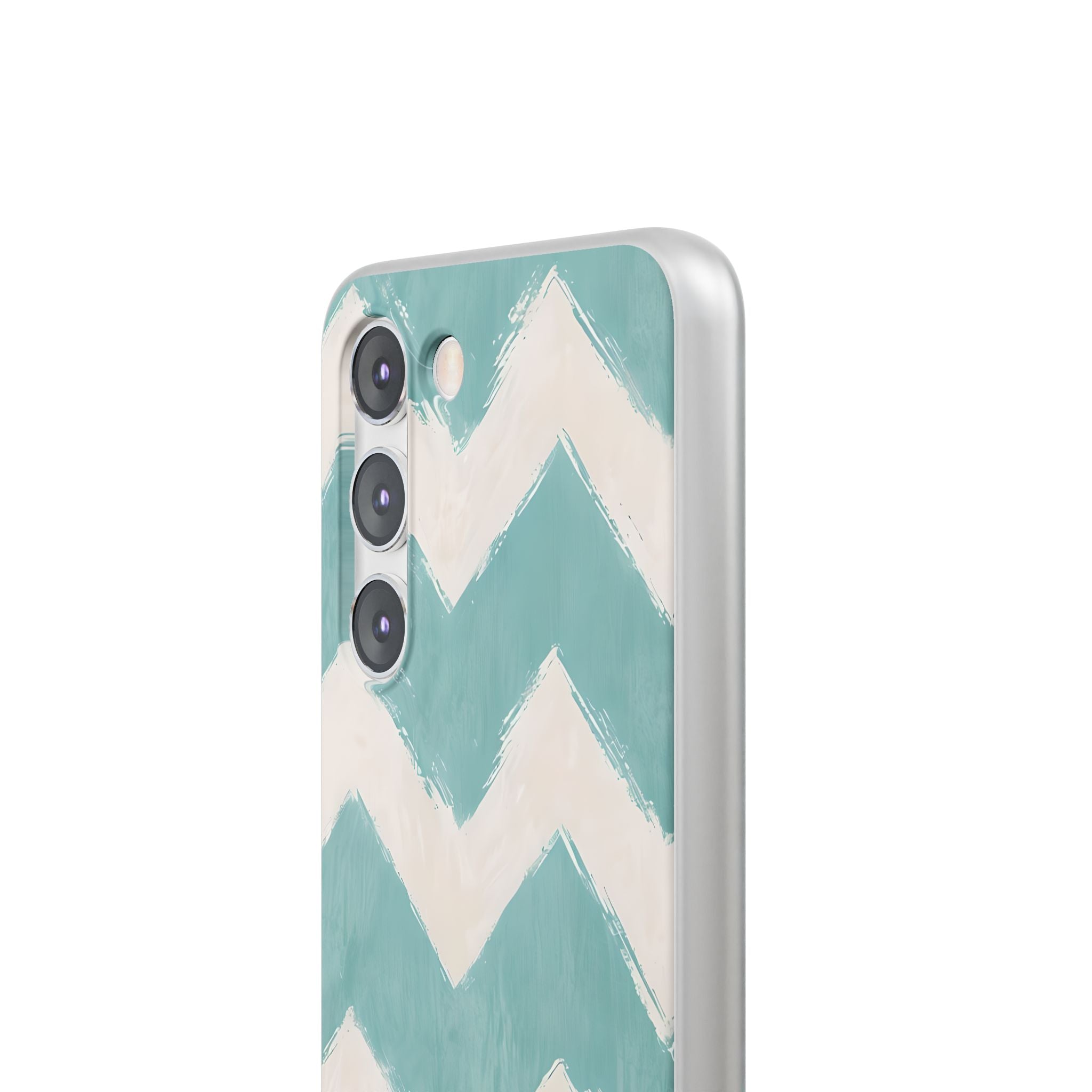 Teal Painted Chevron · Soft Phone Case for Samsung