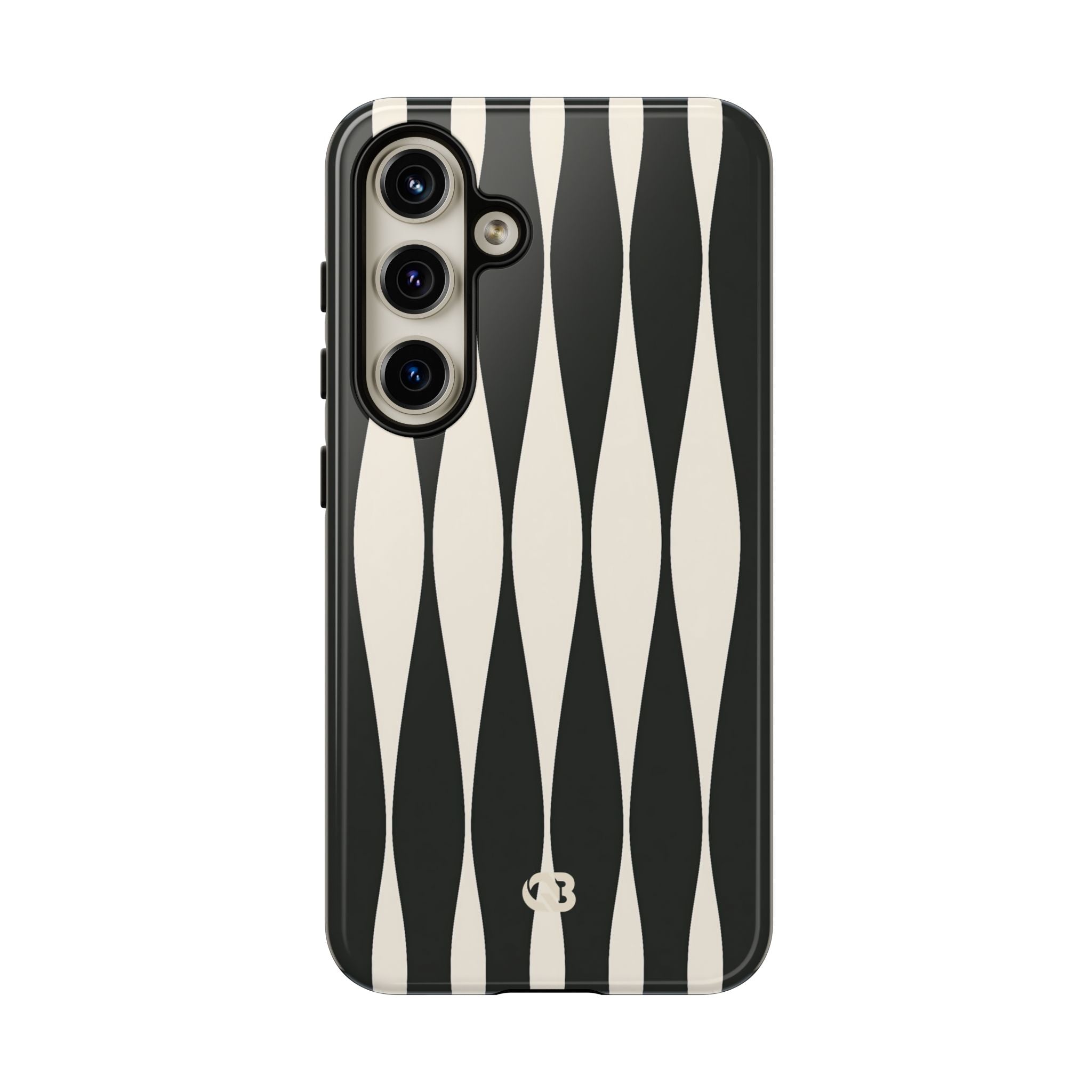 Black Tough Phone Case for Samsung - Ivory Spindle Grid