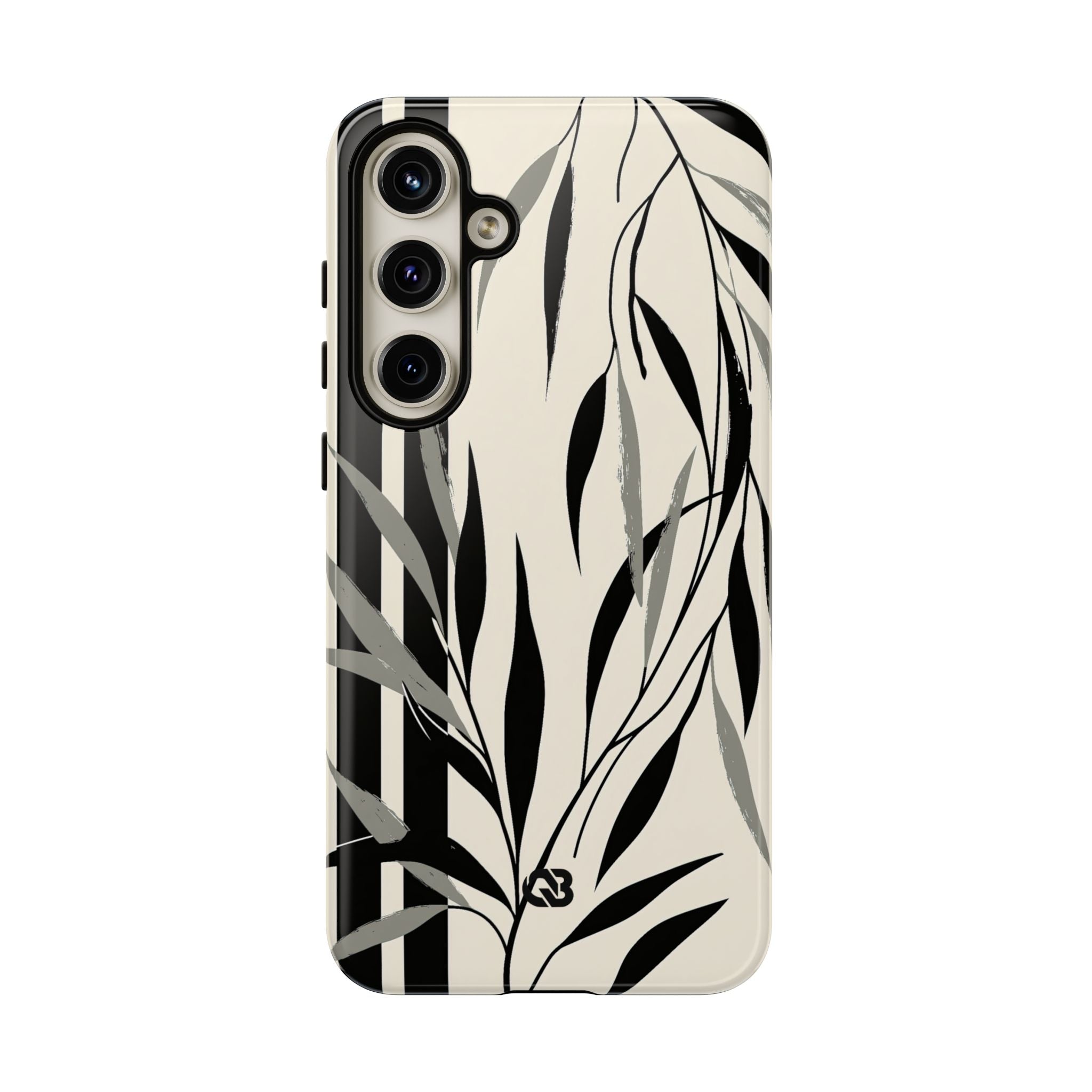 Beige Tough Phone Case for Samsung - Soot Leaf Sketch