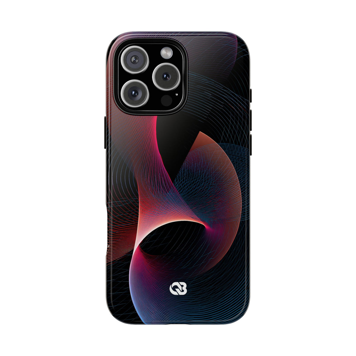 Black Tough Phone Case for iPhone - Cobalt Crimson Flux