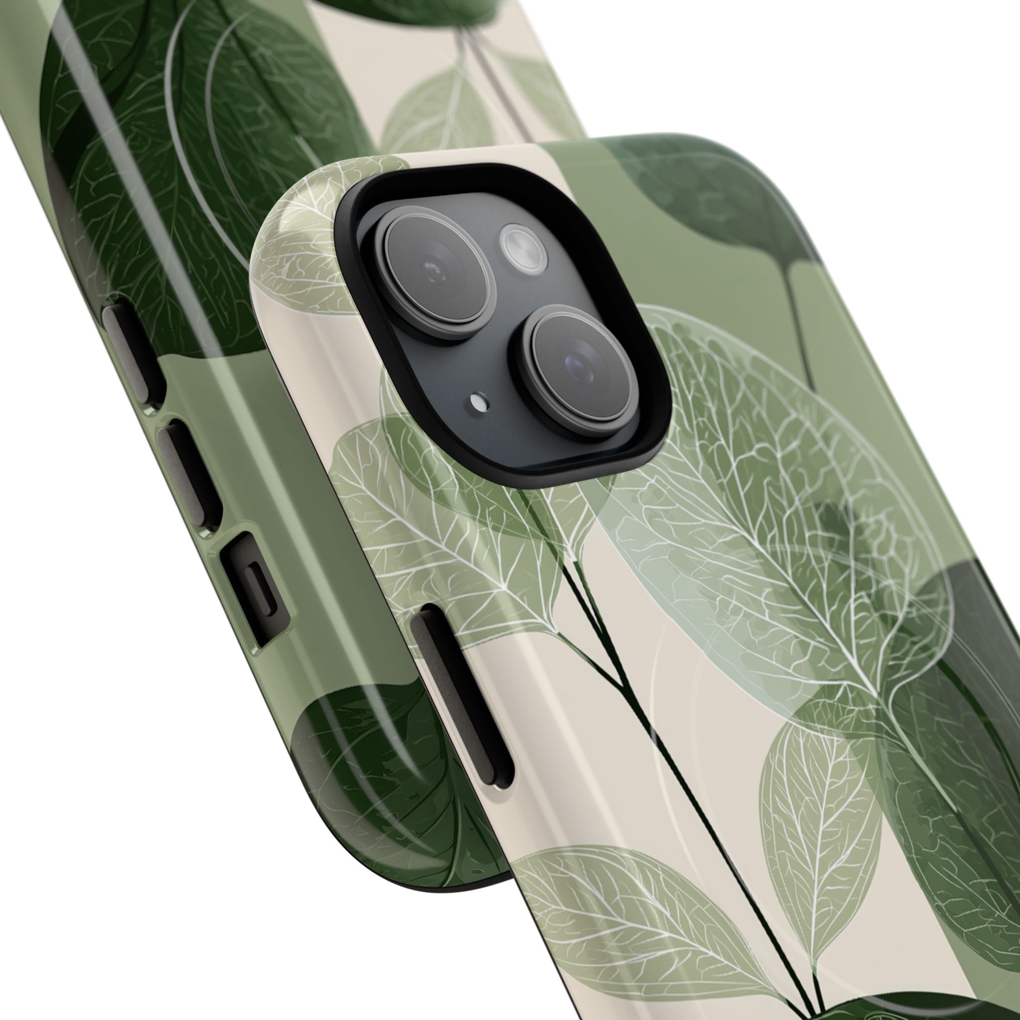 Green Tough 2.0 Magsafe Phone Case for iPhone - Sage Leaf Skeletals