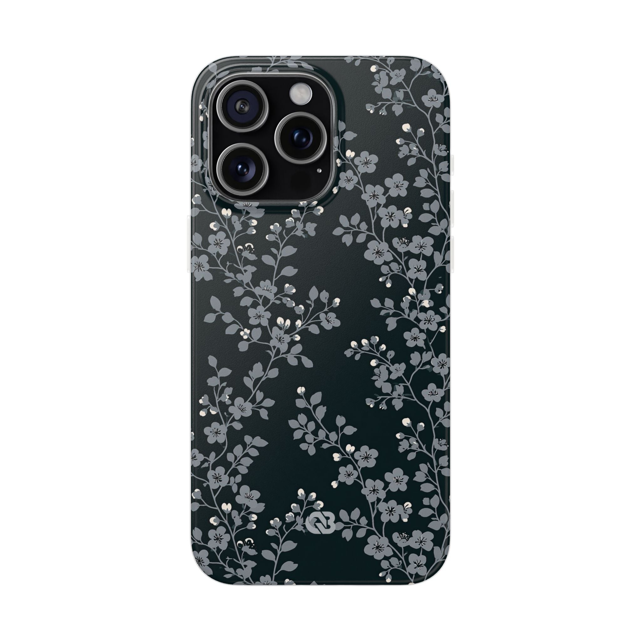 Black Lite Phone Case for iPhone - Midnight Slate Blossom