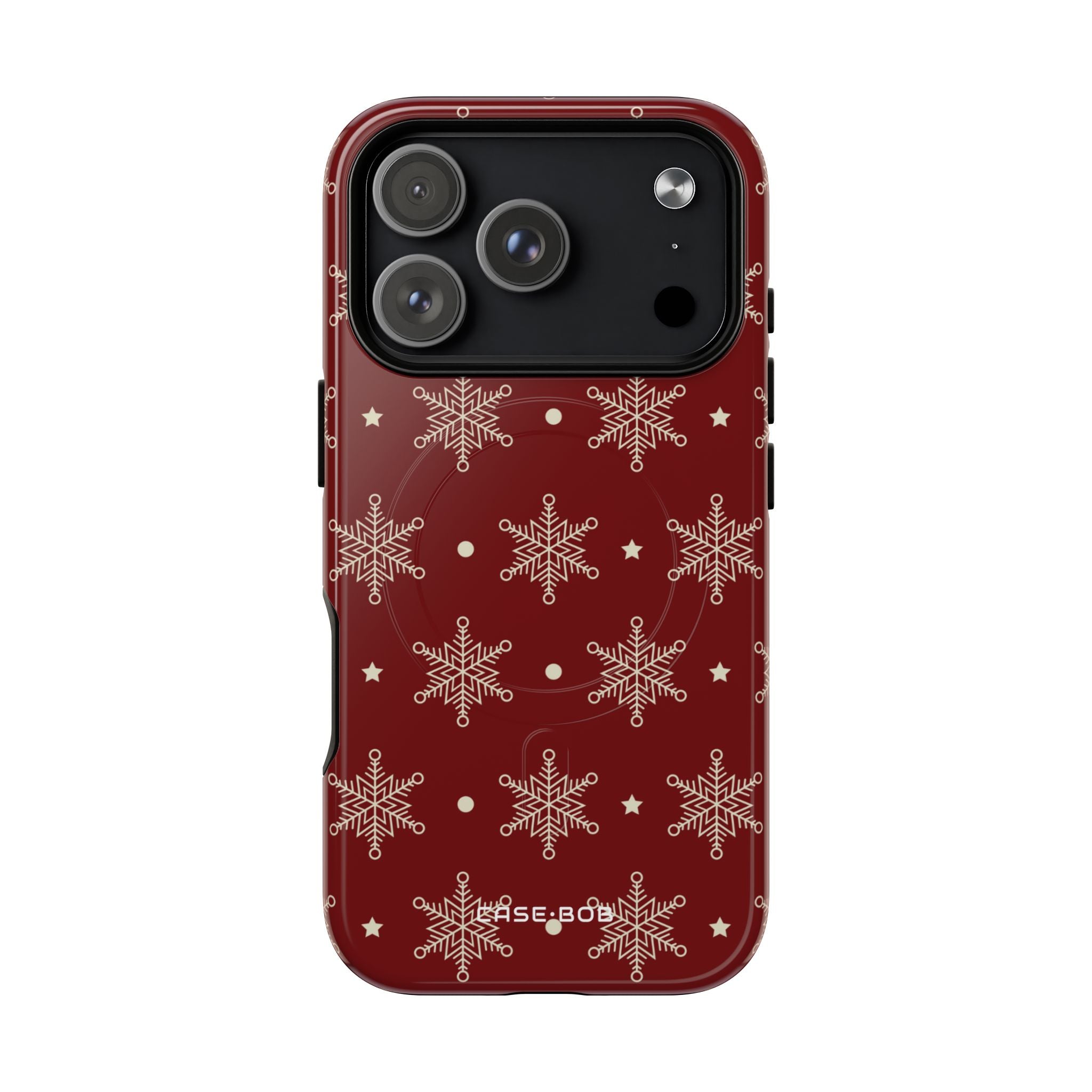 Cream Snowflake Crimson iPhone 17 Pro Case - Tough+ - CASE•BOB