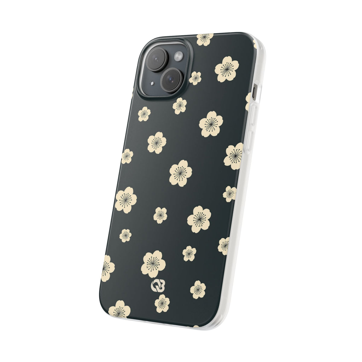 Teal Lite Phone Case for iPhone - Obsidian Cream Petals