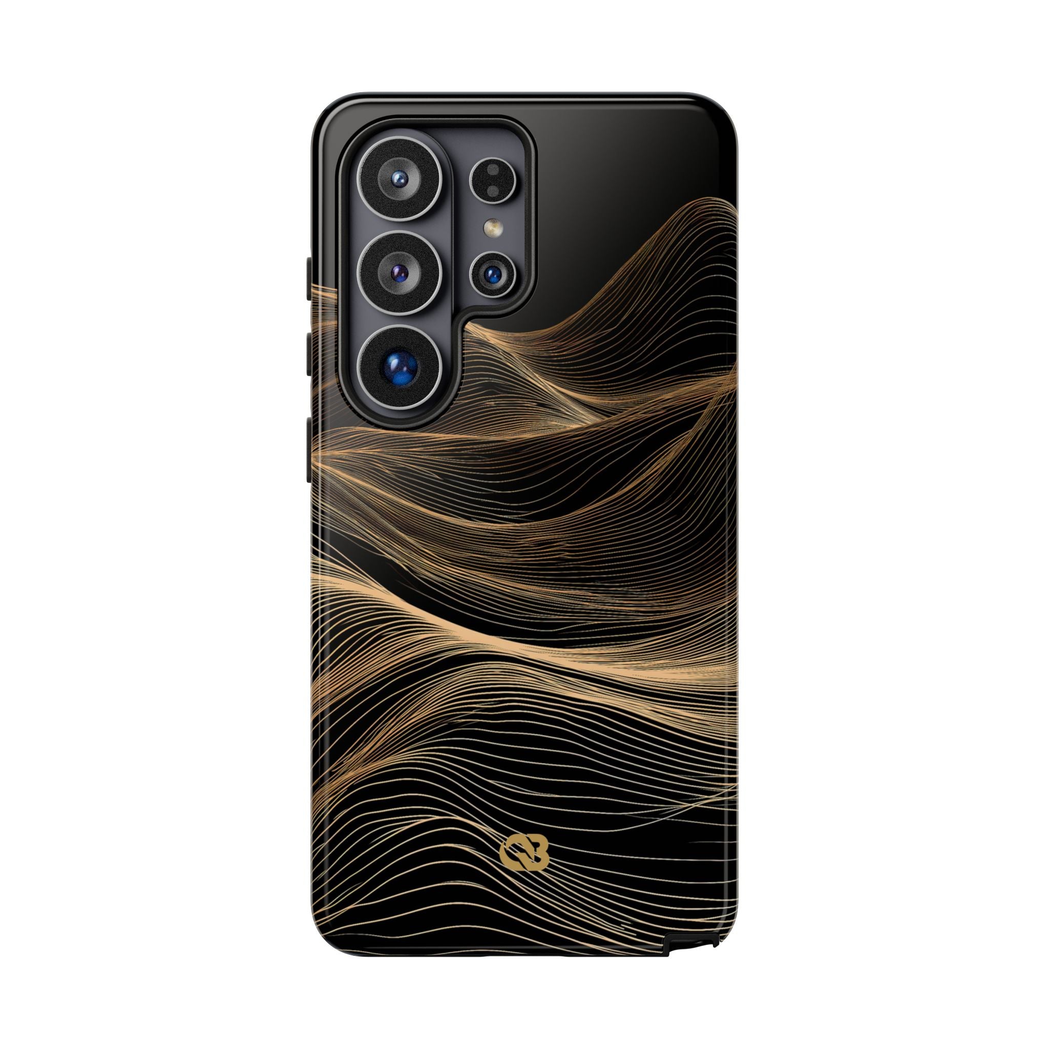 Black Tough Phone Case for Samsung - Copper Topo Ridge