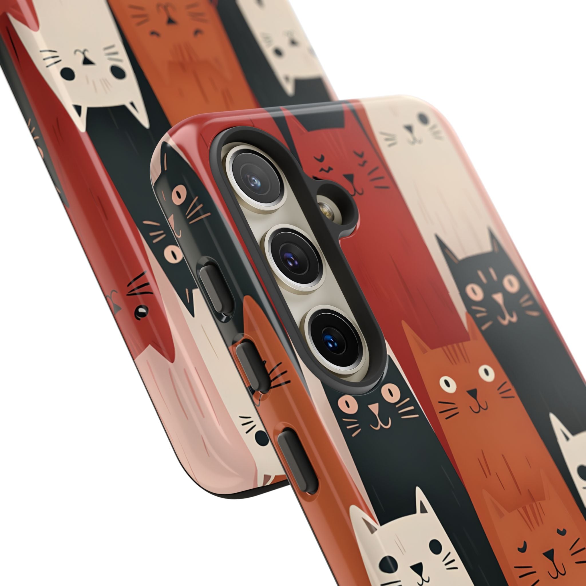 Verlängerte Katzen Schwarz Samsung S24 Case - Tough