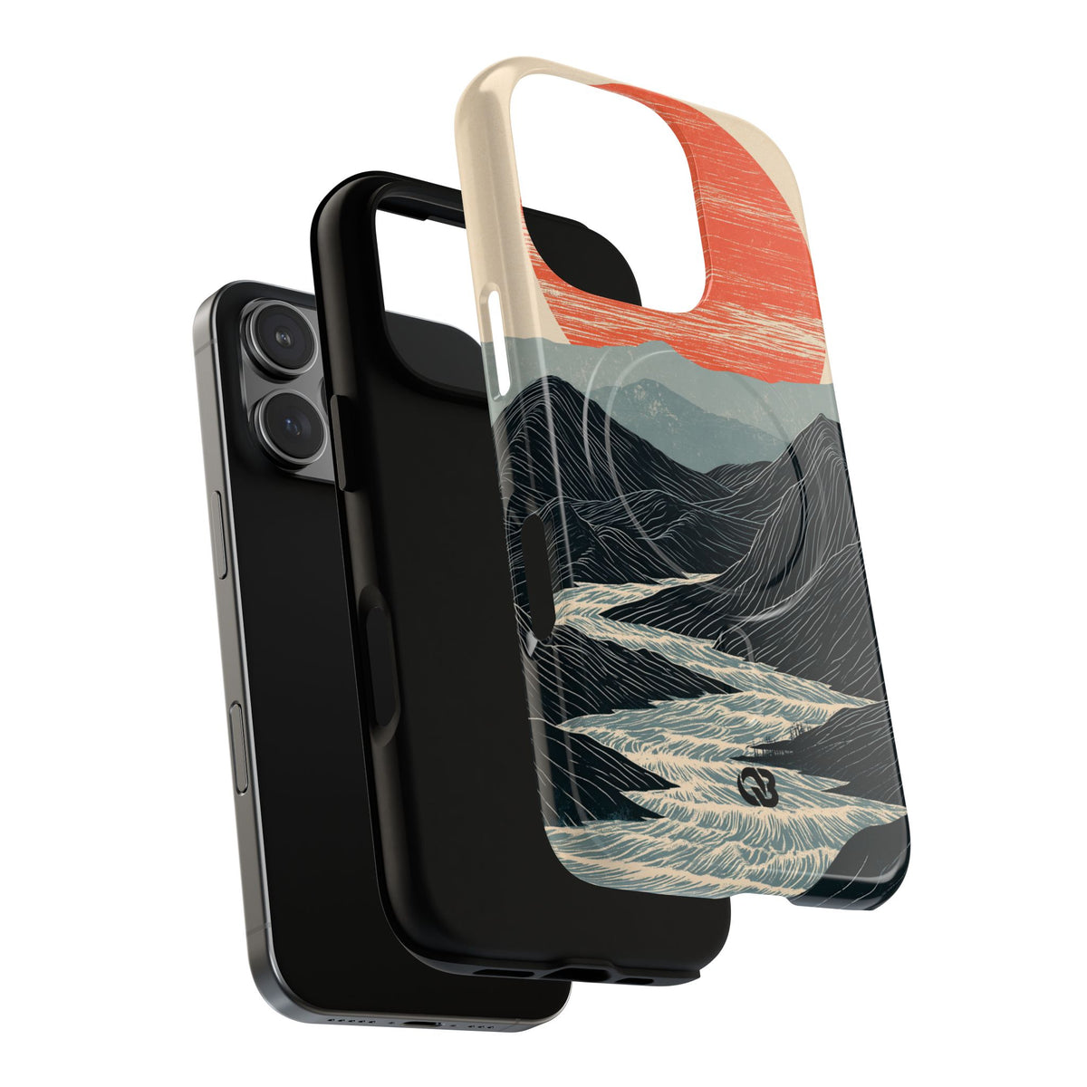 Beige Tough 2.0 Magsafe Phone Case for iPhone - Crimson Ridge Flow