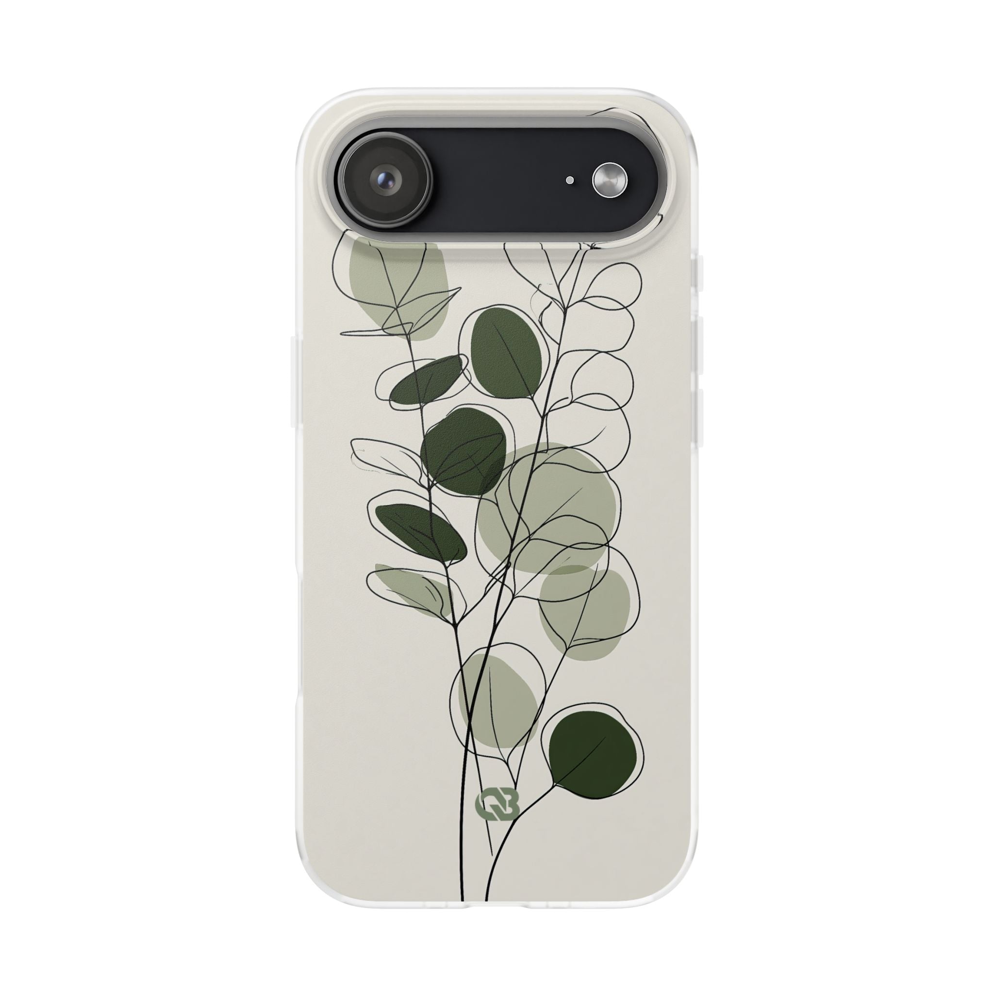 Green Lite Phone Case for iPhone - Muted Eucalyptus Sketch