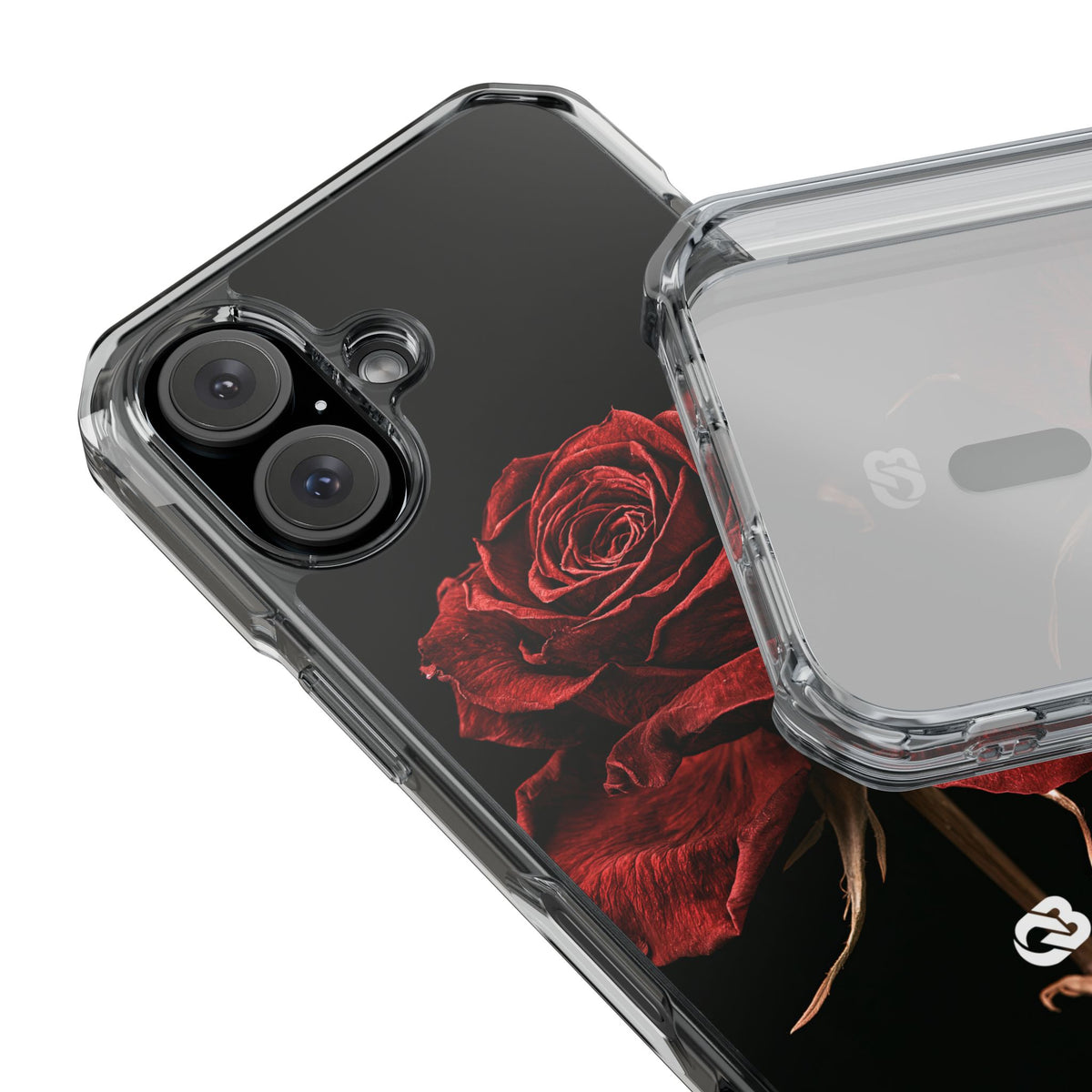 Crimson Noir Rose · Clear Impact Magnetic Phone Case for iPhone · Black
