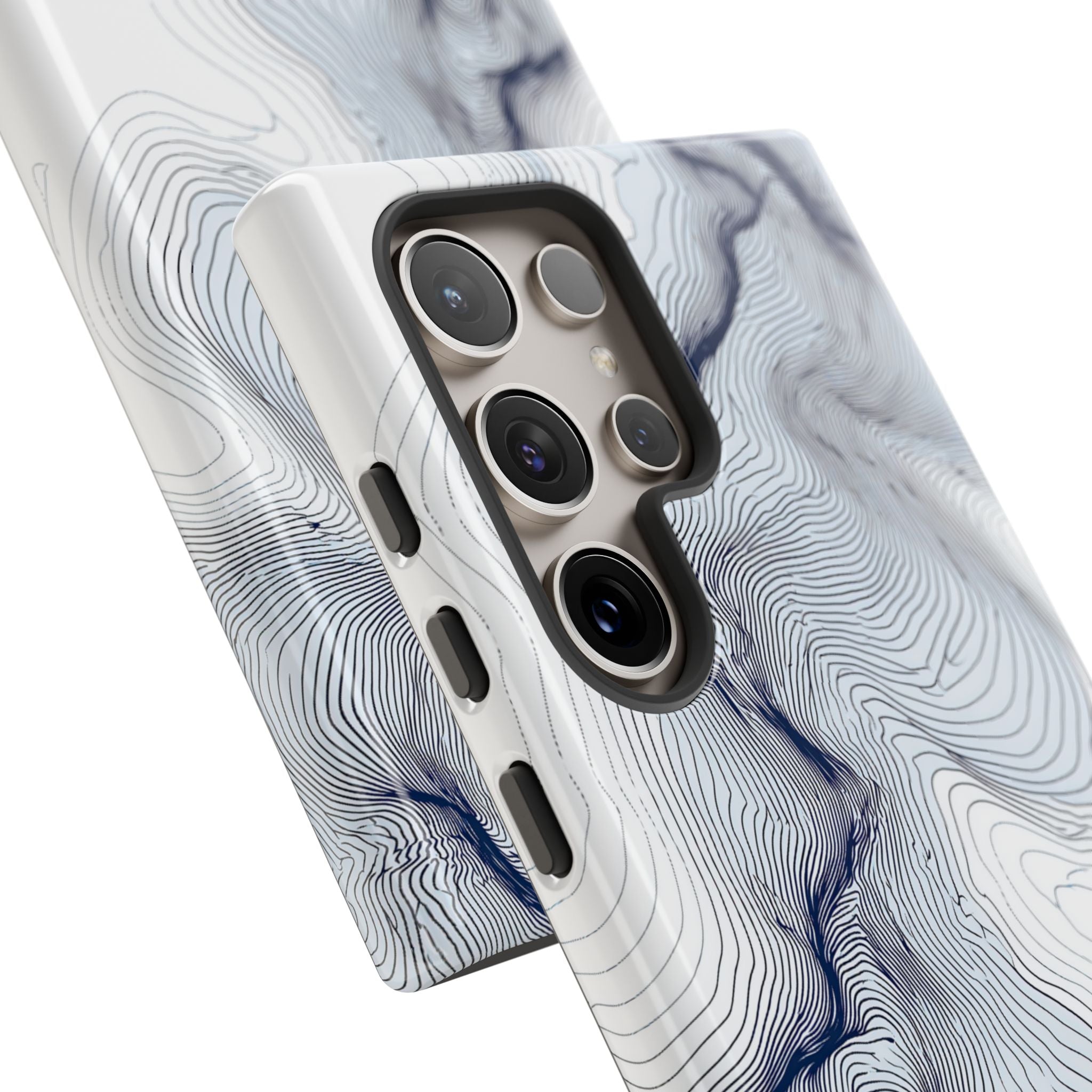 White Tough Phone Case for Samsung - Nordic Ridge Topo